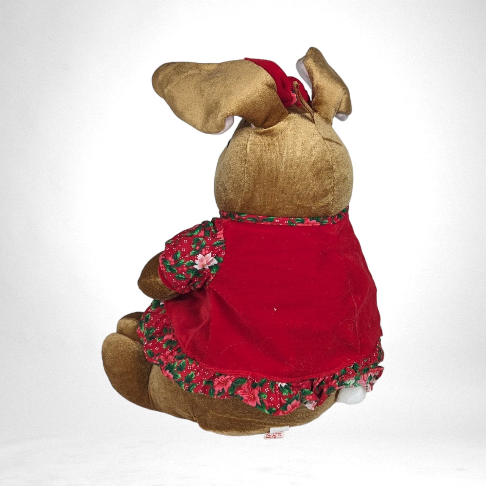 Vintage 14-Inch Plush Velveteen Rabbit - Adorable Christmas Decor, Soft Holiday Toy, Gift for Rabbit Lovers and Collectors