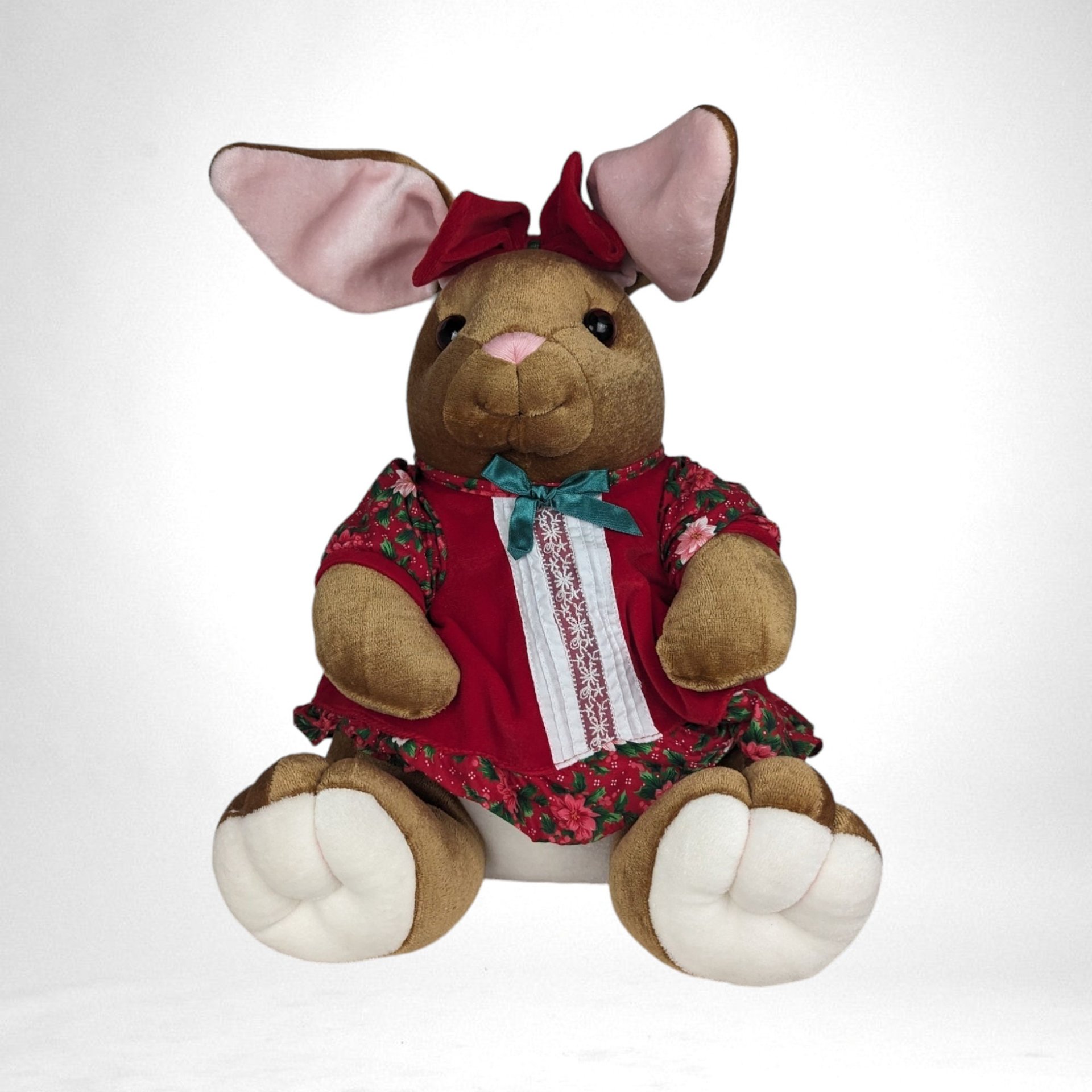 Vintage 14-Inch Plush Velveteen Rabbit - Adorable Christmas Decor, Soft Holiday Toy, Gift for Rabbit Lovers and Collectors