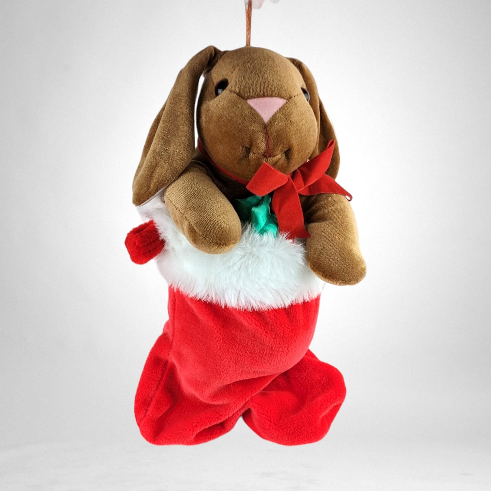 1985 Rabbit Ears Velveteen Rabbit Stocking Plush Toy 14" – Vintage Holiday Decor & Collectible Stuffed Animal
