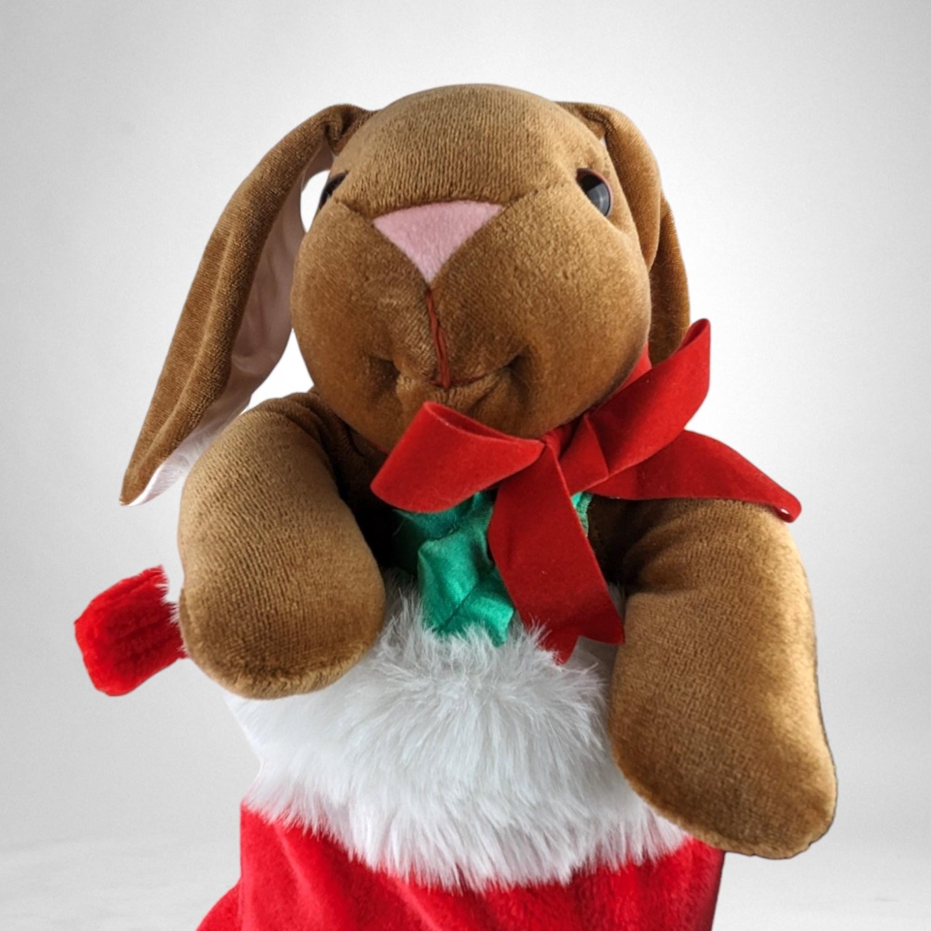 1985 Rabbit Ears Velveteen Rabbit Stocking Plush Toy 14" – Vintage Holiday Decor & Collectible Stuffed Animal