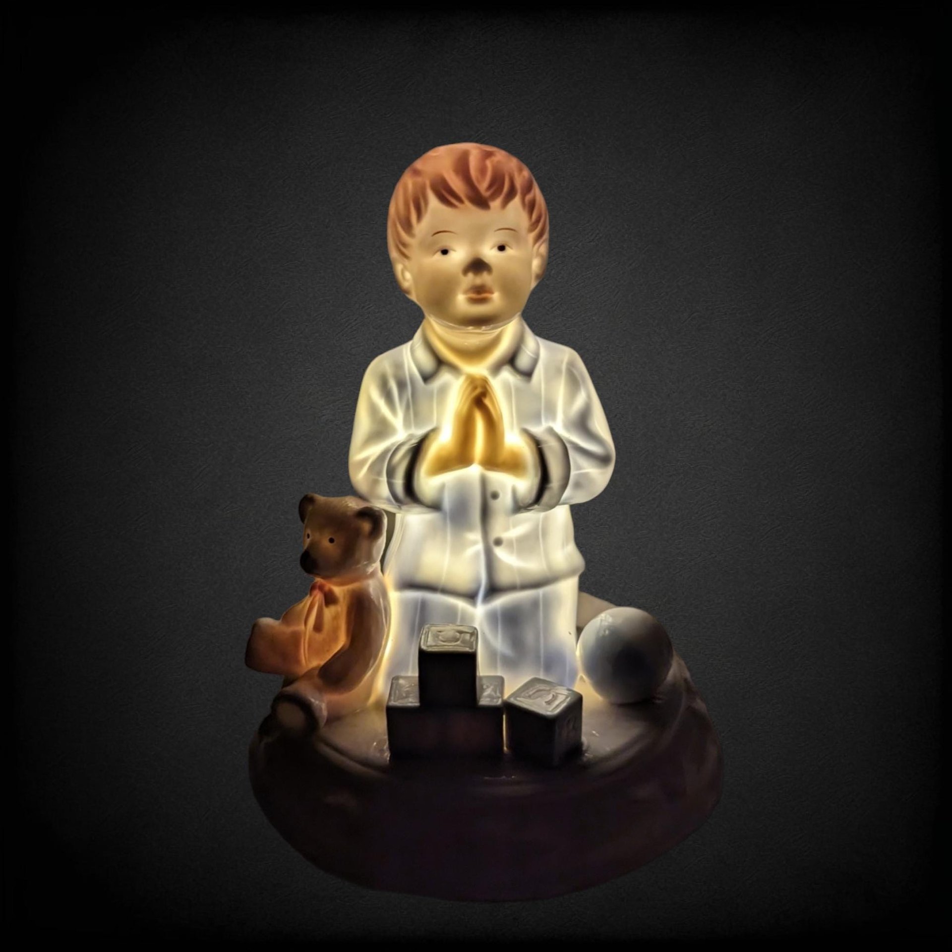 Vintage Praying Boy Porcelain Nightlight