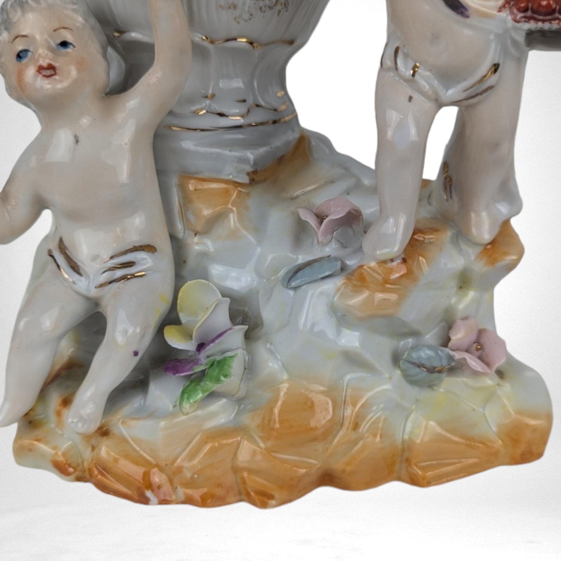 Vintage Porcelain Cherub Planter Vase