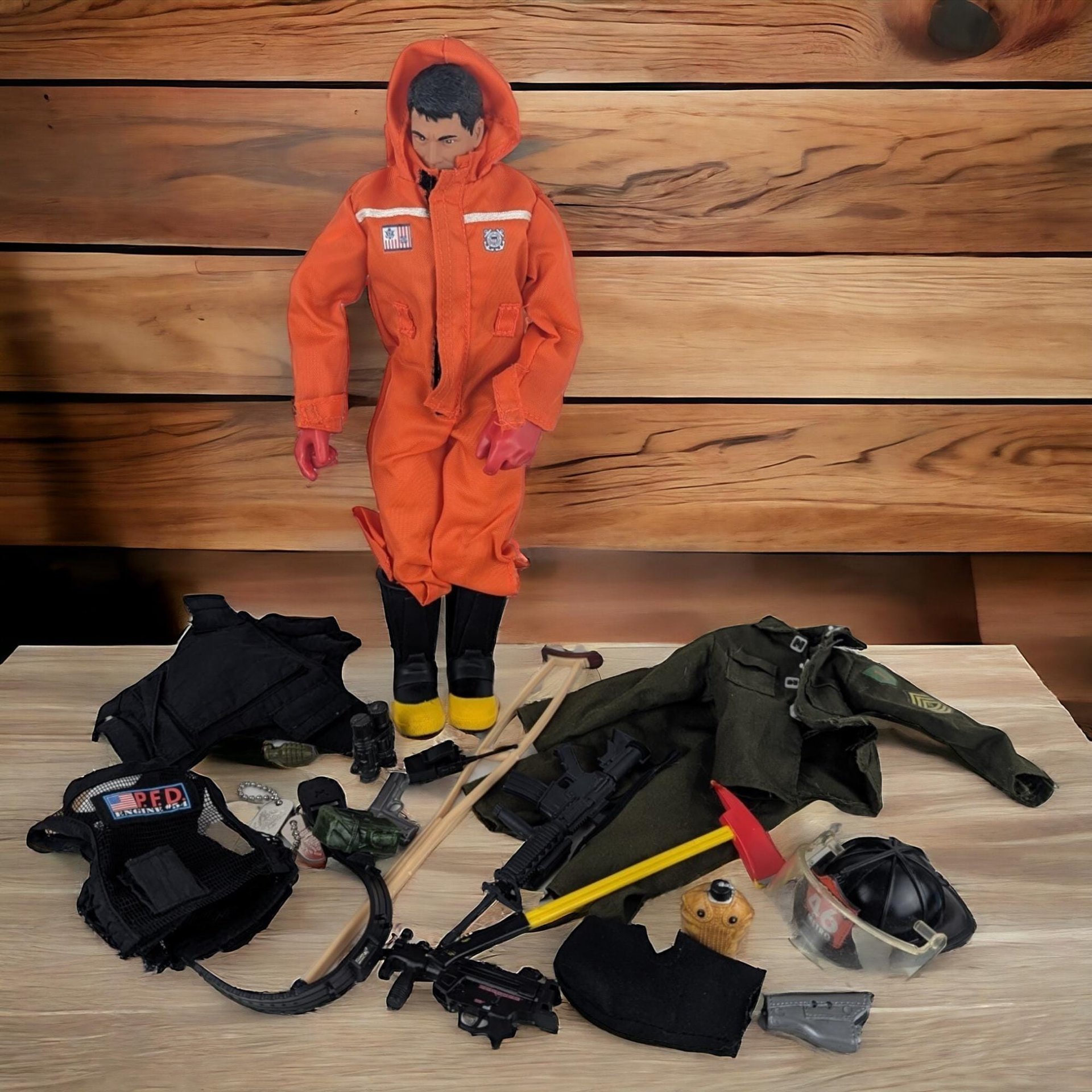 1990s Hasbro GI Joe Action Figure Orange Outfit with Accessories