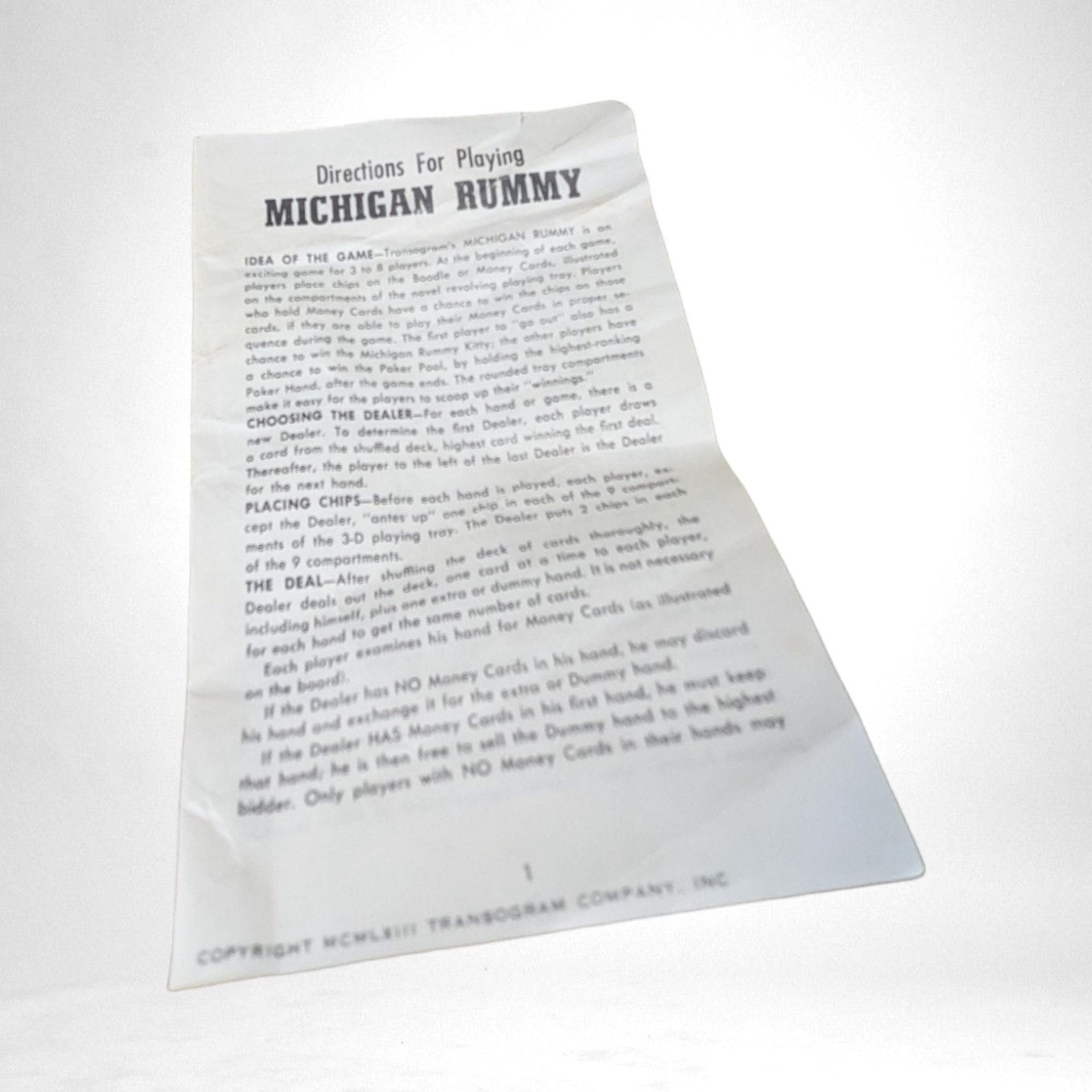 Vintage Transogram Michigan Rummy Plastic Play Tray