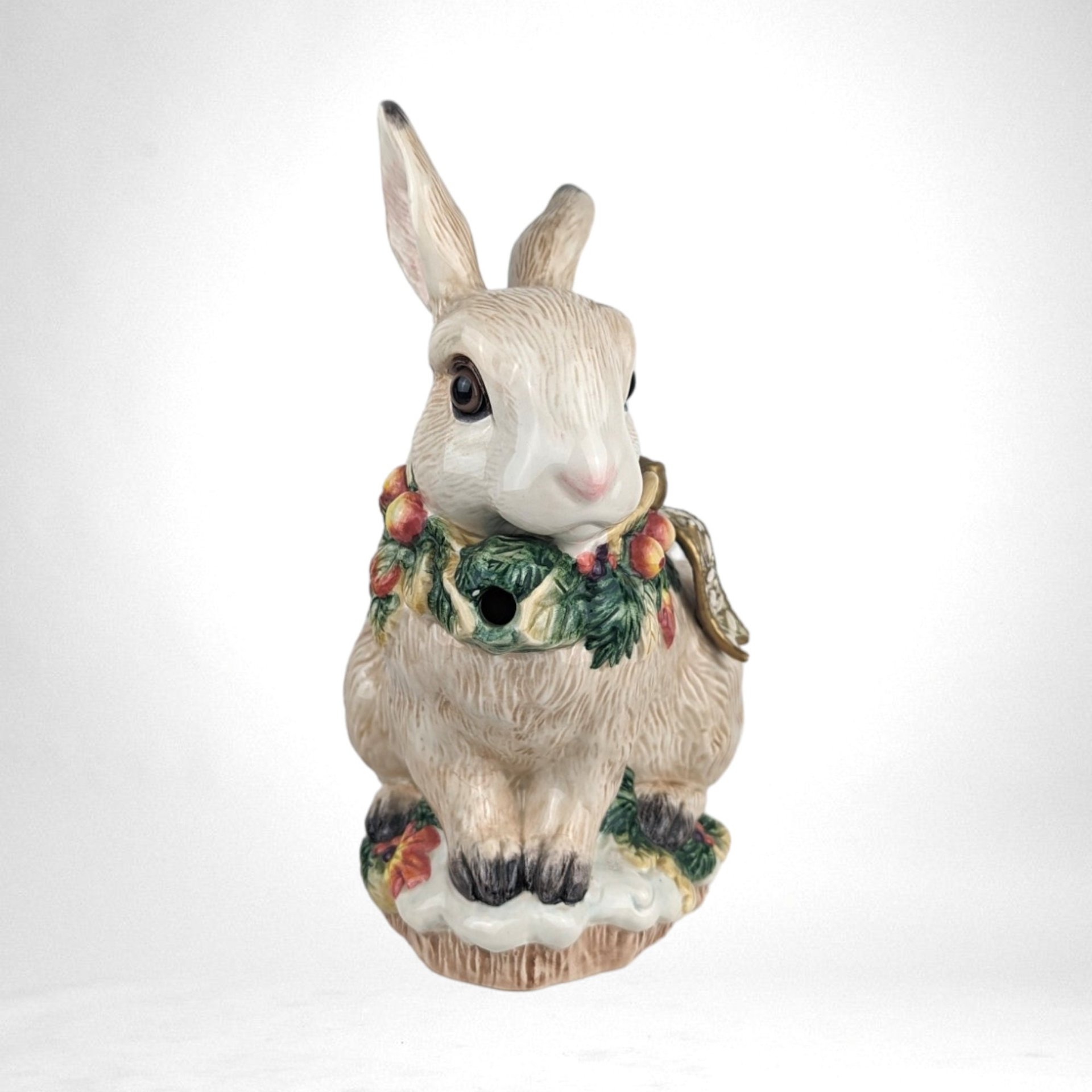 1996 Fitz & Floyd Snowy Woods Bunny Teapot with No Lid