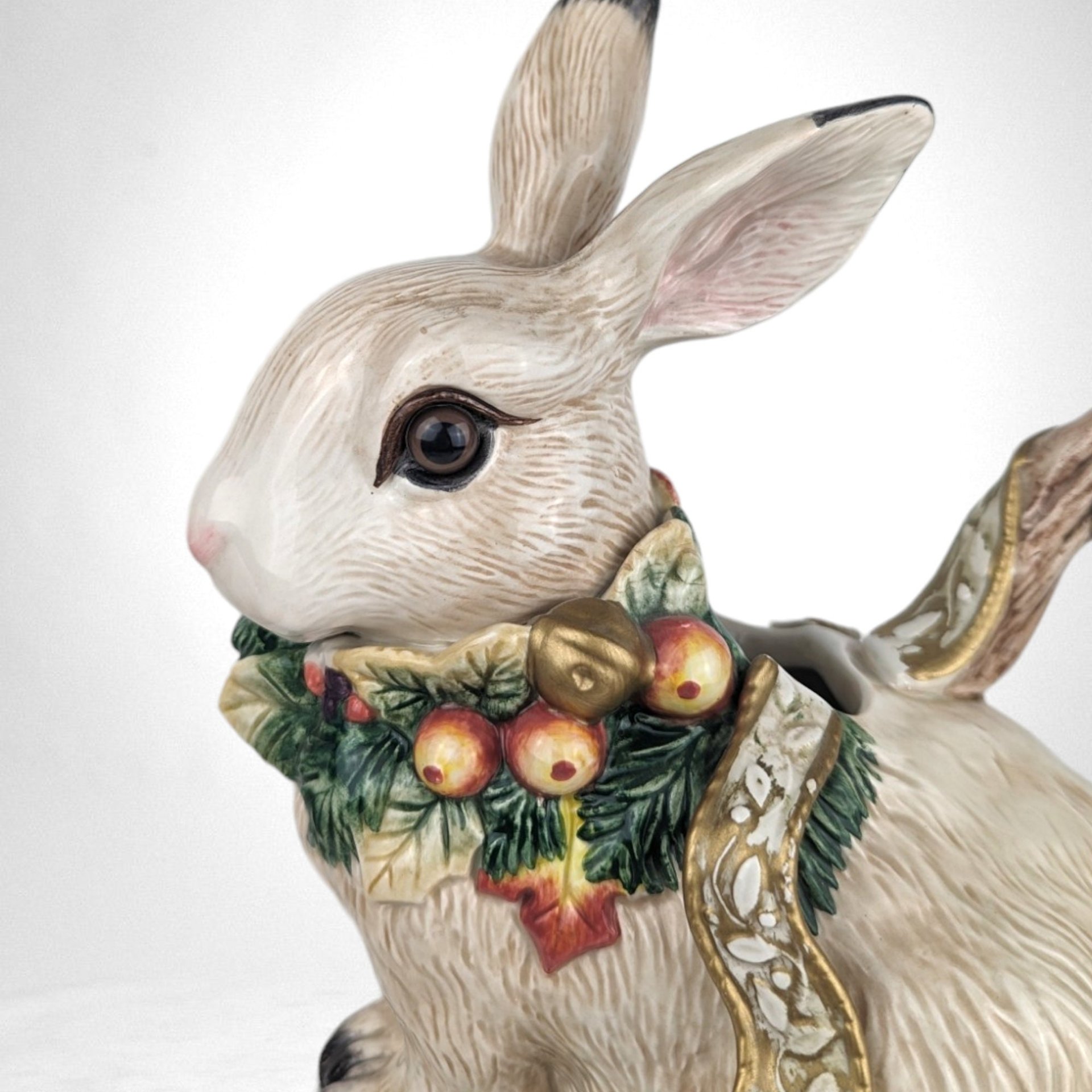 1996 Fitz & Floyd Snowy Woods Bunny Teapot with No Lid