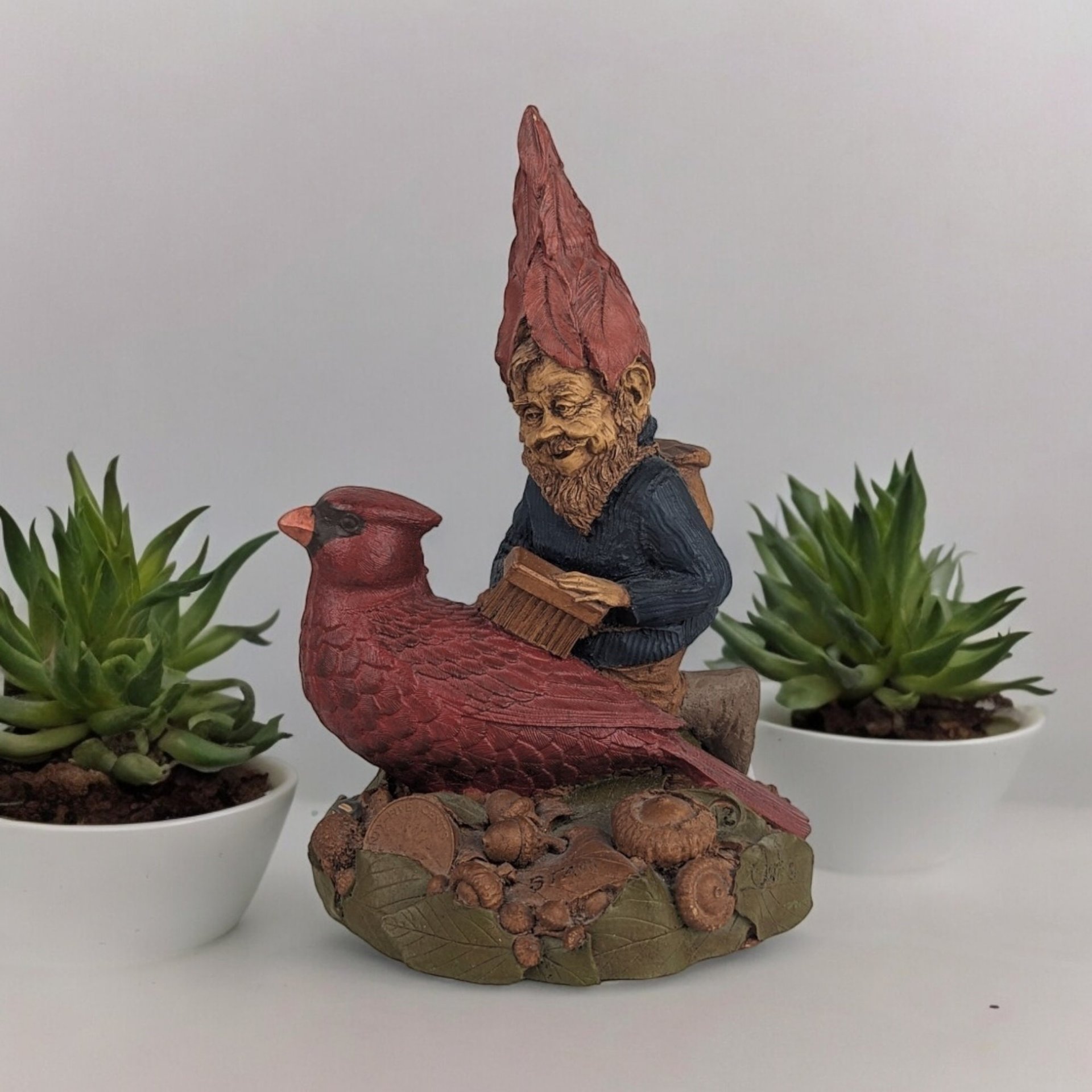1986 Tom Clark Gnome "Stan" Brushing a Cardinal Figure