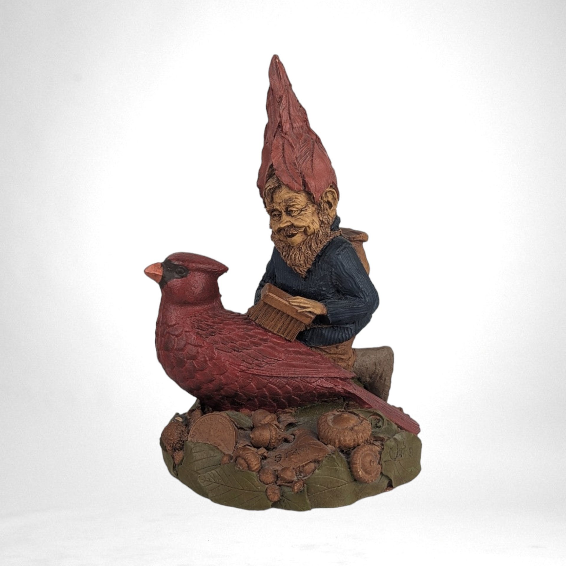 1986 Tom Clark Gnome "Stan" Brushing a Cardinal Figure