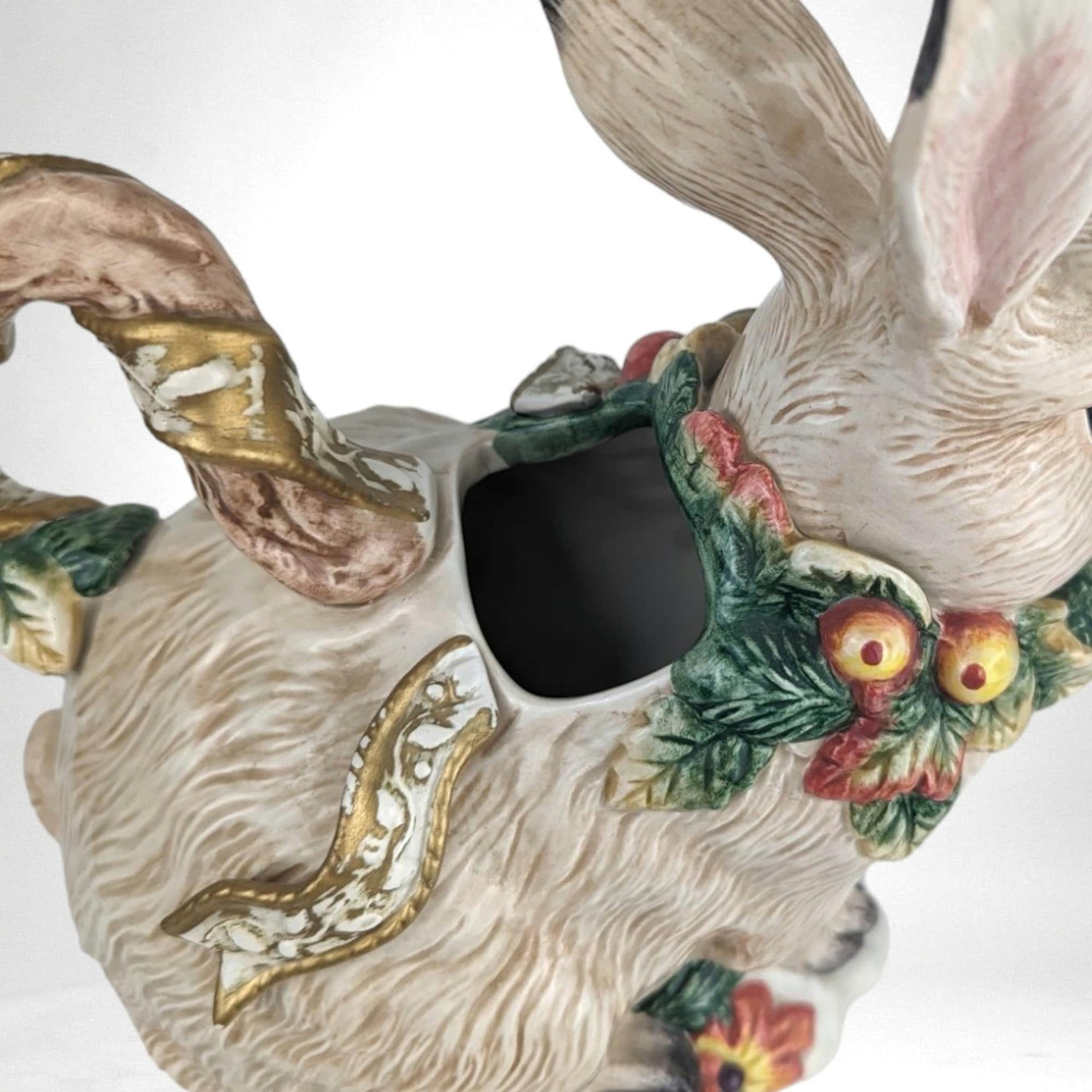 1996 Fitz & Floyd Snowy Woods Bunny Teapot with No Lid