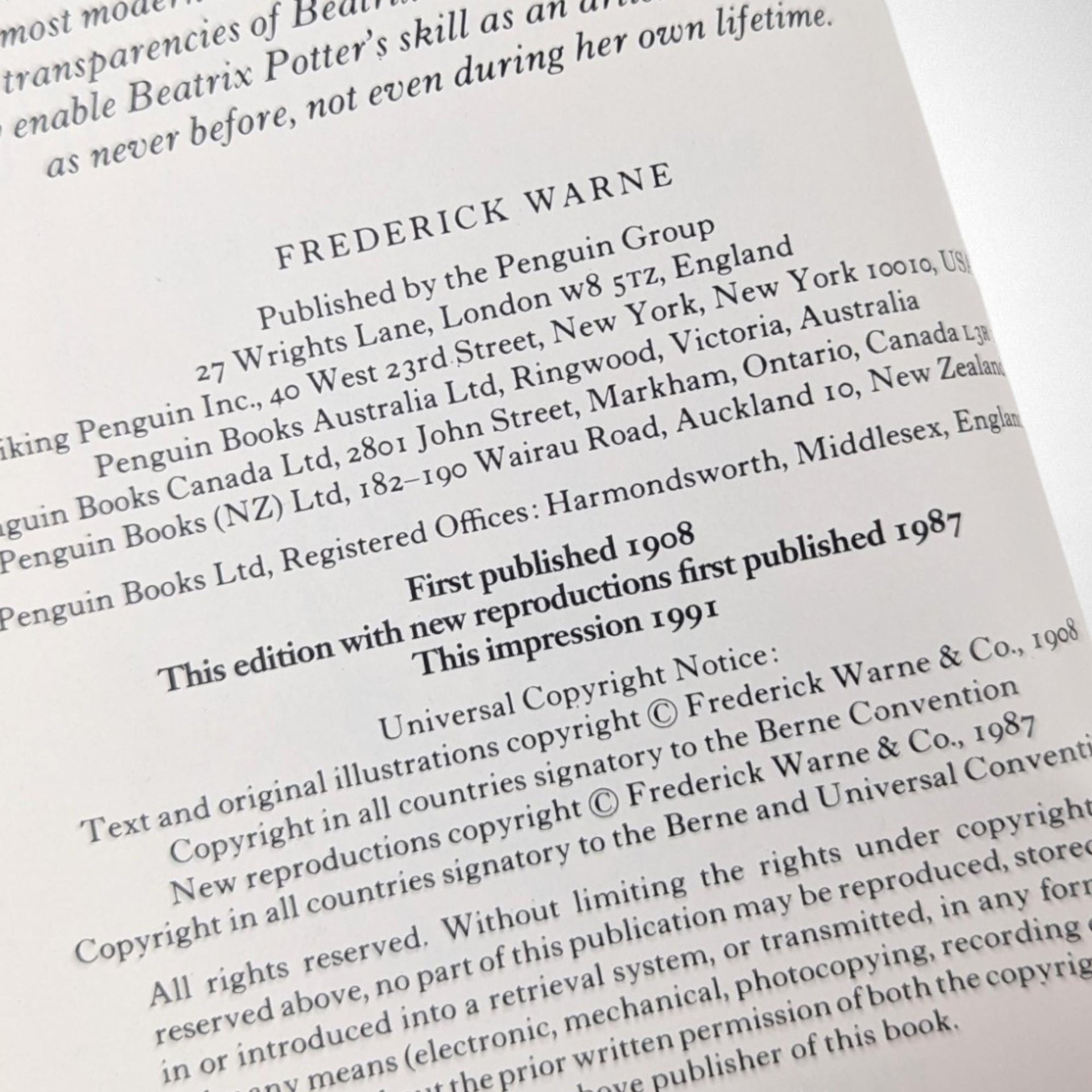 1991 Beatrix Potter The Tale of Jemima Puddle Duck Small Softcover Book, Softcover