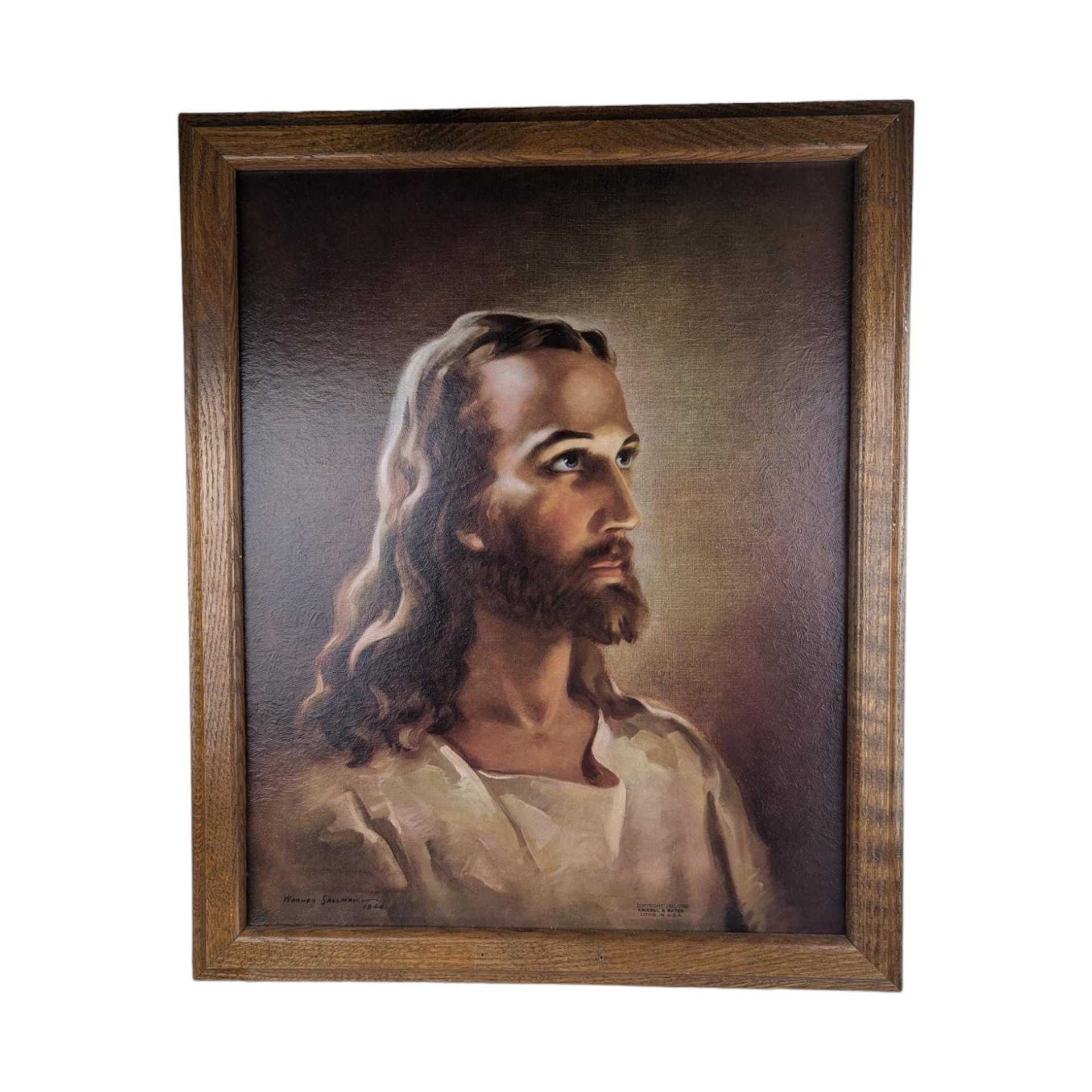 Vintage Warner Sallman Head of Christ Framed Litho (22.5x18.5") Wall Art