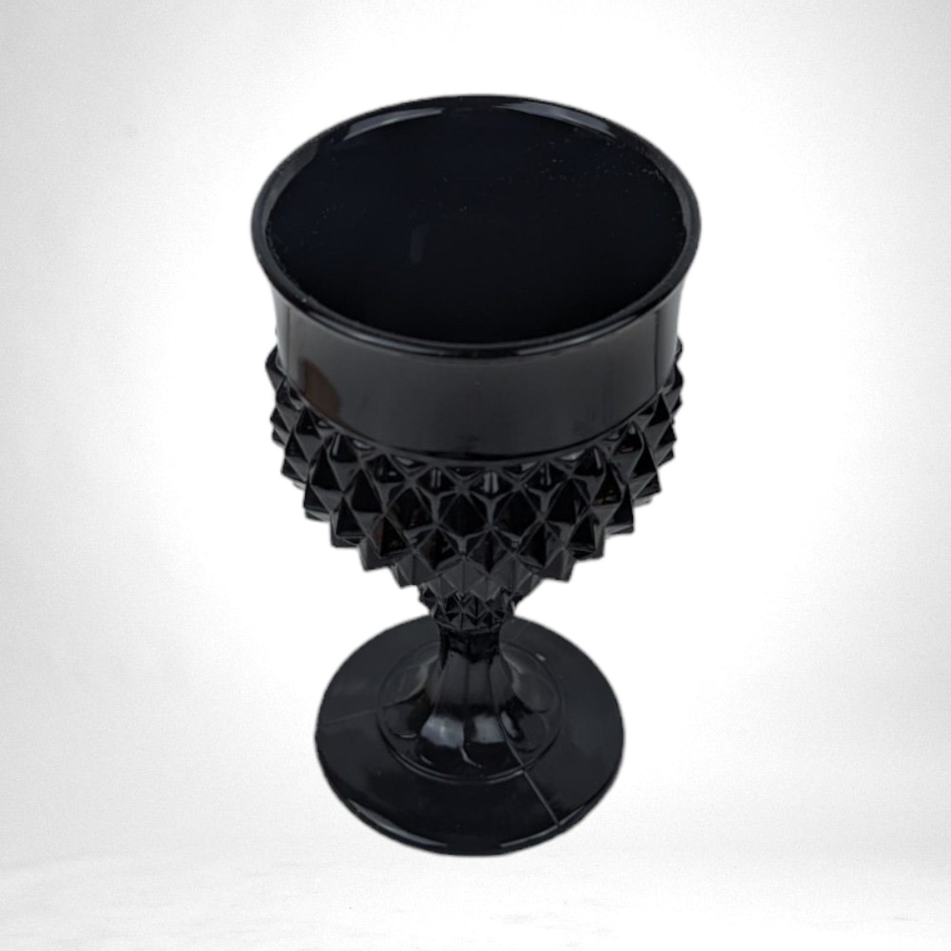 Set of 5 Vintage Indiana Glass Tiara Black Diamond Point Goblets