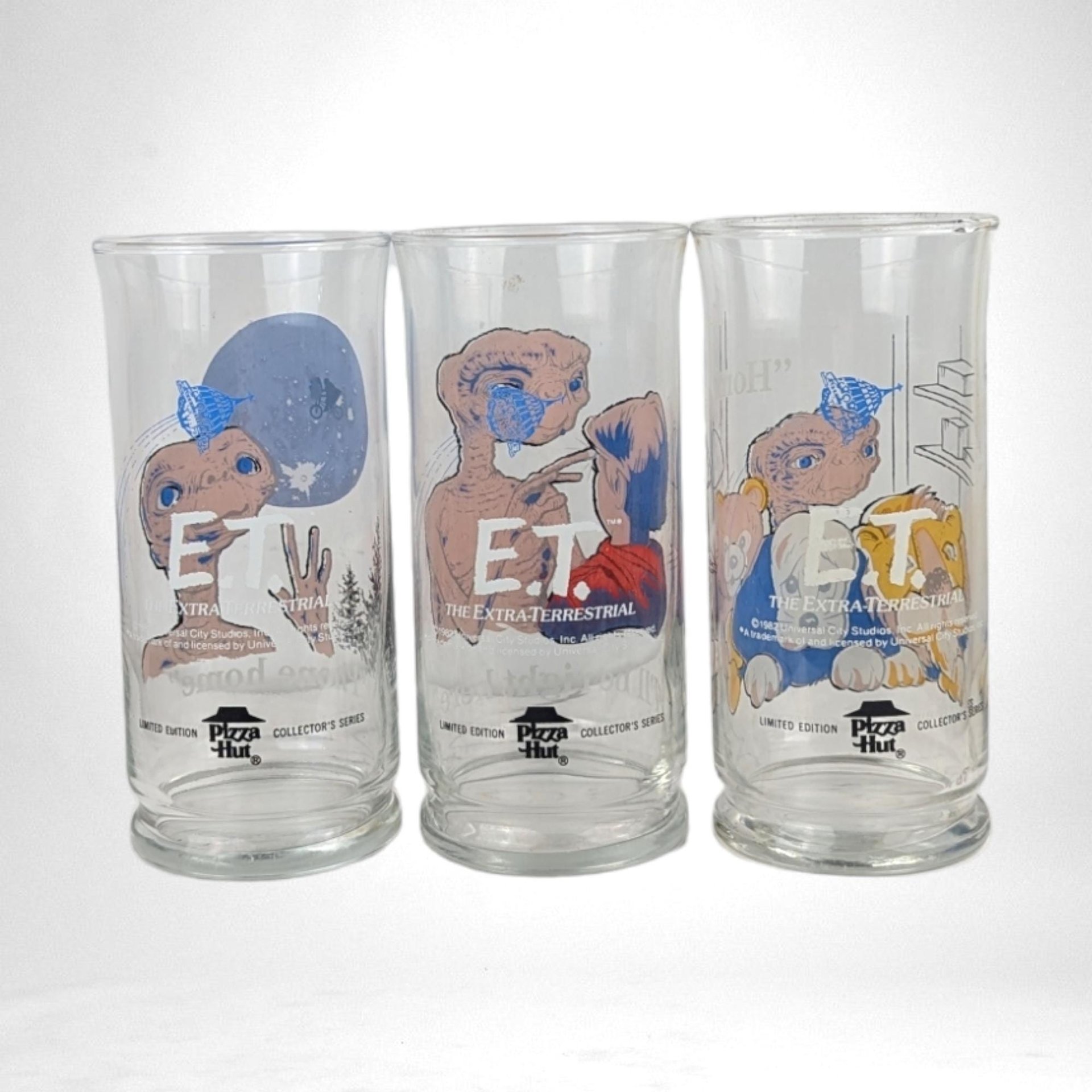 Set of 3 1982 Pizza Hut E.T Glasses