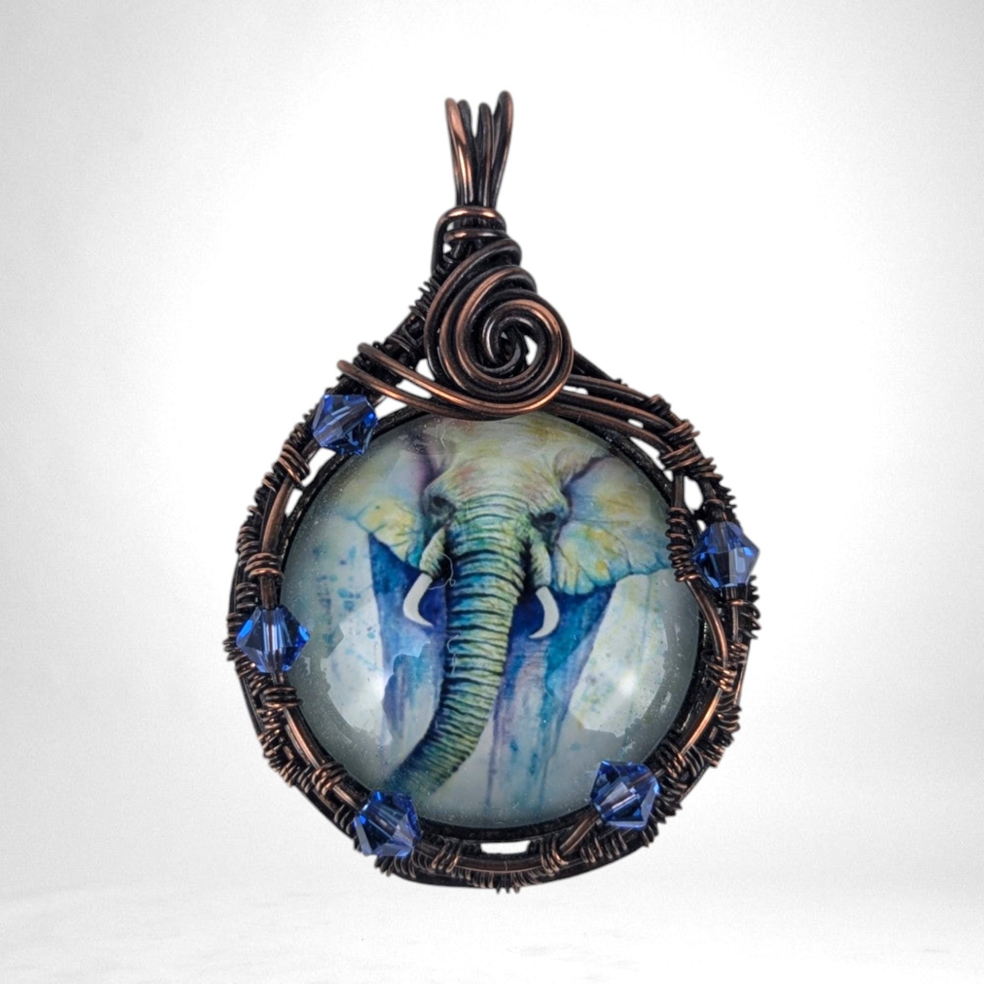 Handmade Copper Wire Wrapped Elephant Pendant | Unique Artisan Jewelry | Nature-Inspired Necklace | Bohemian Style Gift for Animal Lovers