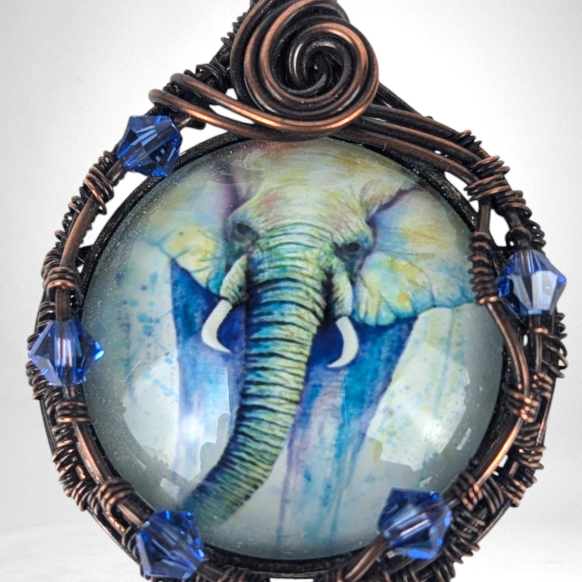 Handmade Copper Wire Wrapped Elephant Pendant | Unique Artisan Jewelry | Nature-Inspired Necklace | Bohemian Style Gift for Animal Lovers