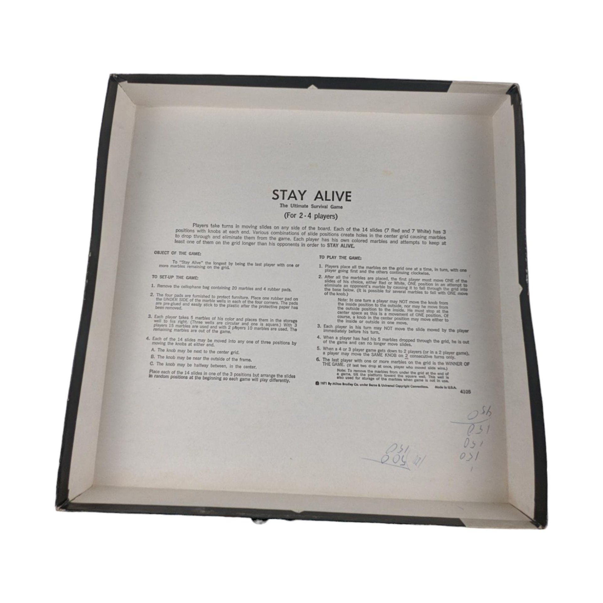 Vintage 1971 Milton Bradley Stay Alive Game | Complete | Good Condition | Family Game Night | Classic Strategy Game