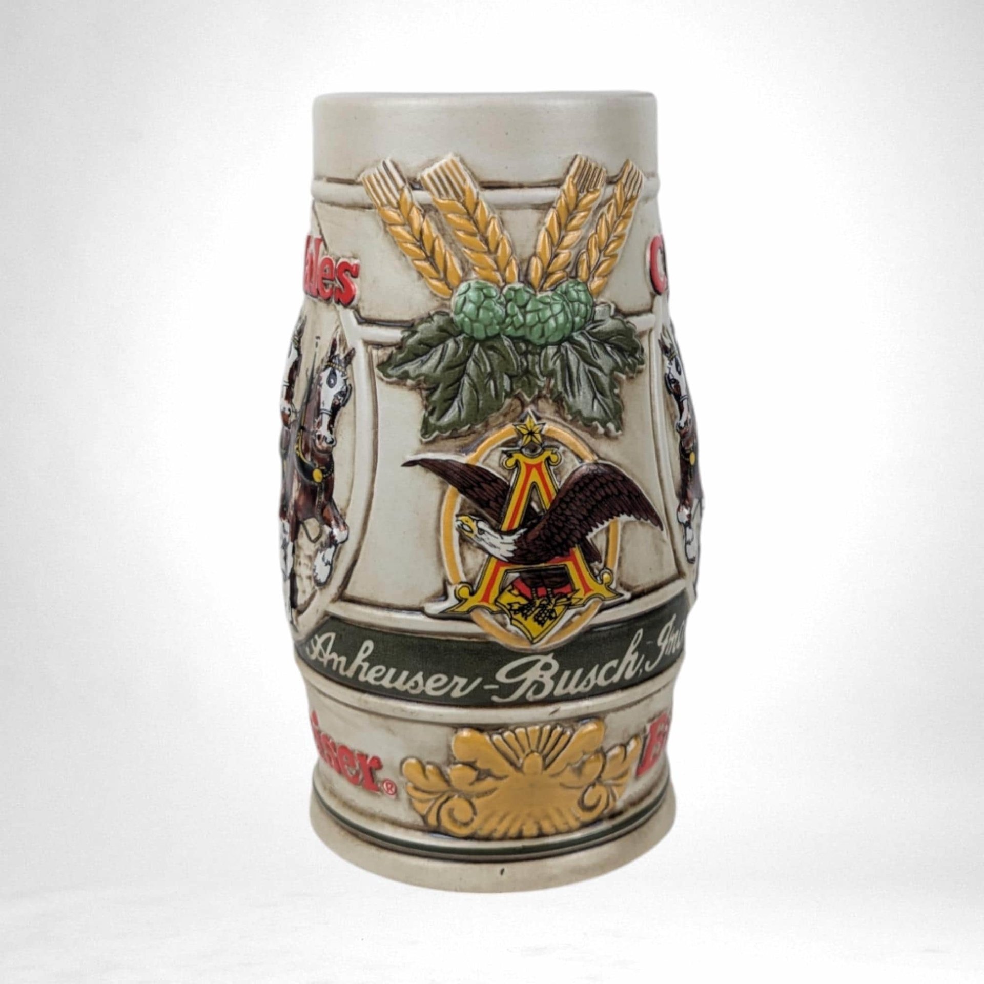 Vintage 1980s Anheuser-Busch Collector Stein with Clydesdales | Beer Stein | Brewery Memorabilia