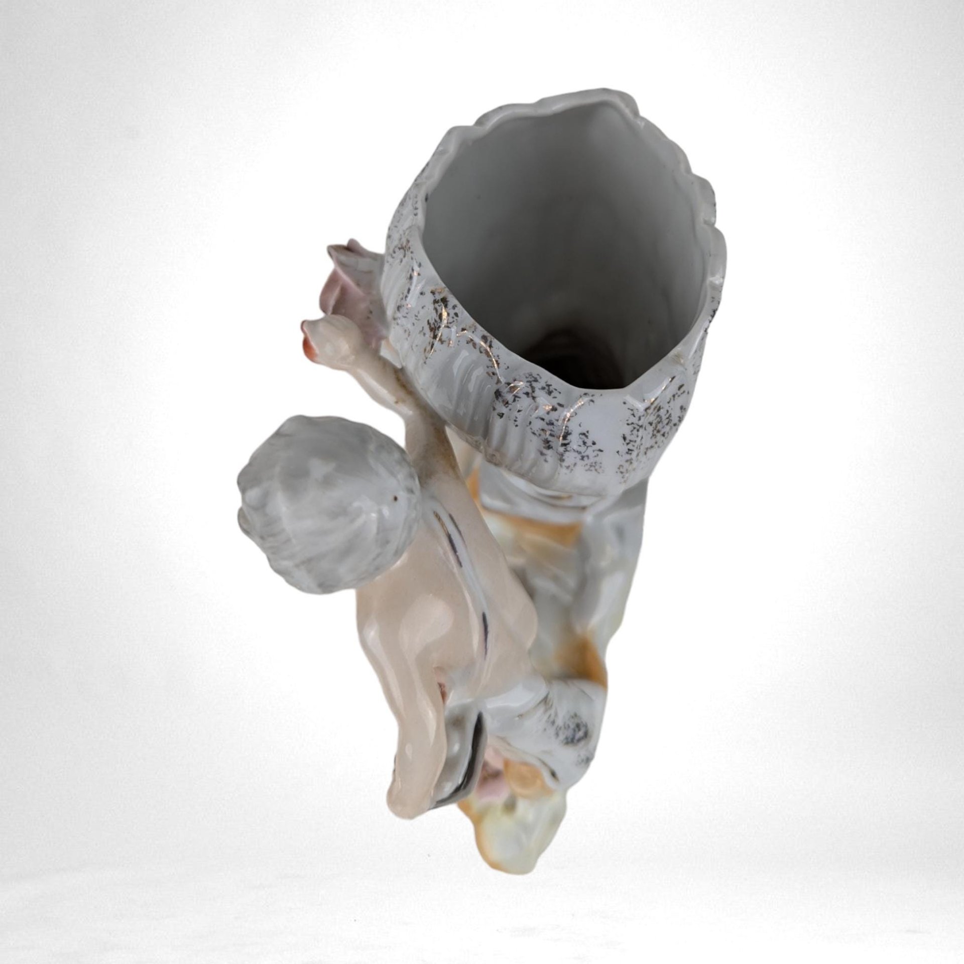 Vintage Porcelain Cherub Planter Vase