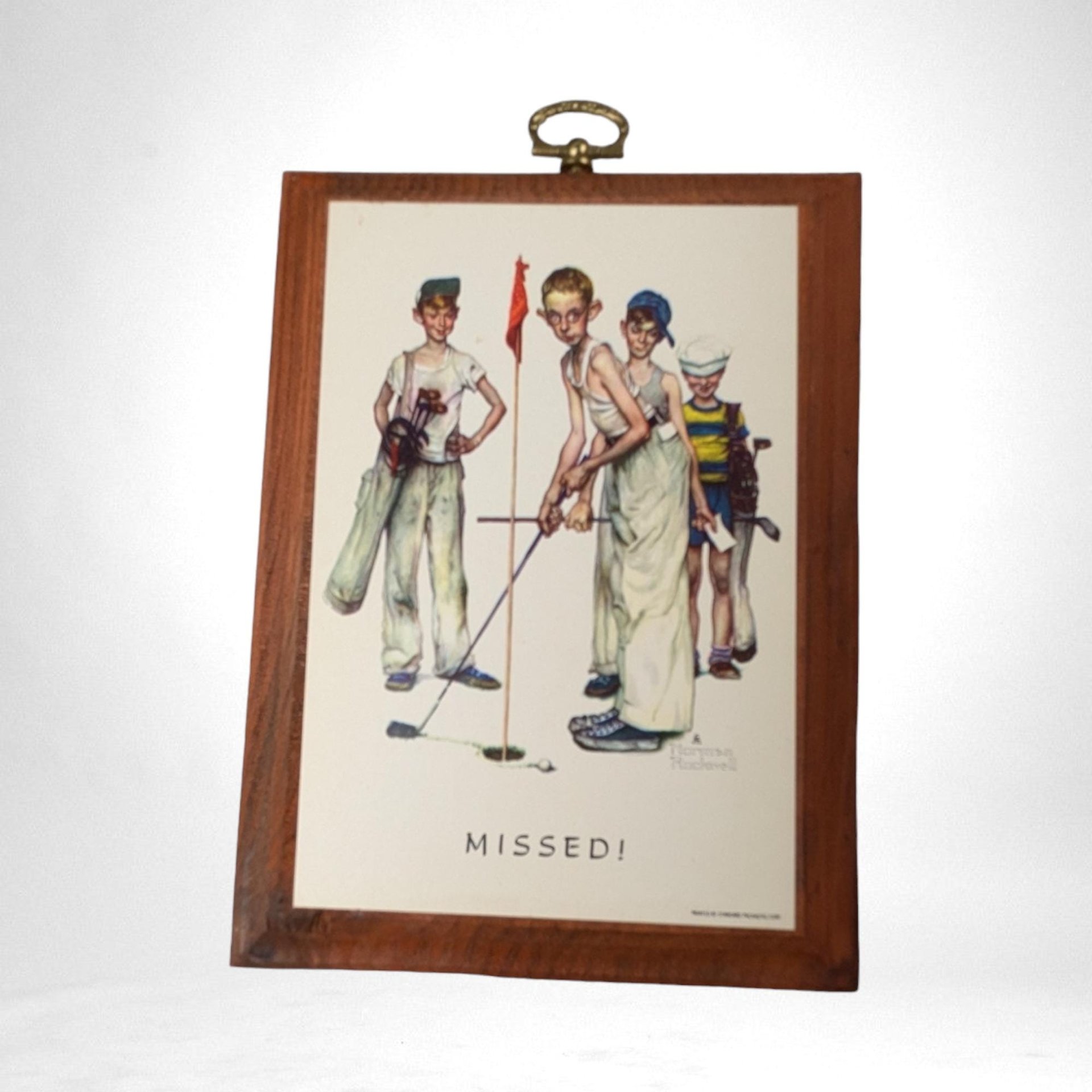 Set of 3 Normal Rockwell Sports Wood Wall Art (7x5")