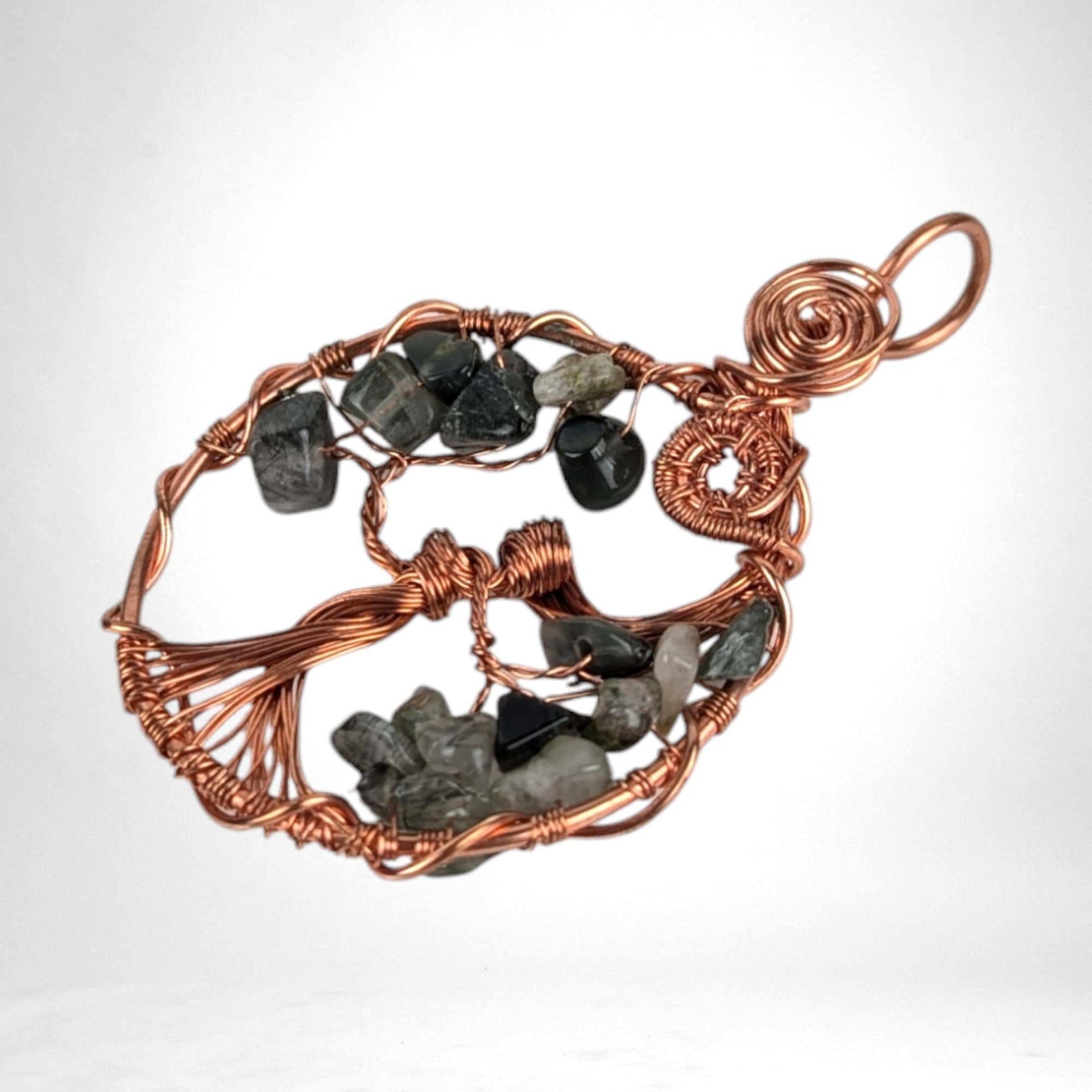 Handmade Copper Wire Tree of Life Pendant with Green Hair Quartz | Nature Inspired Jewelry | Gift for Earth Lovers