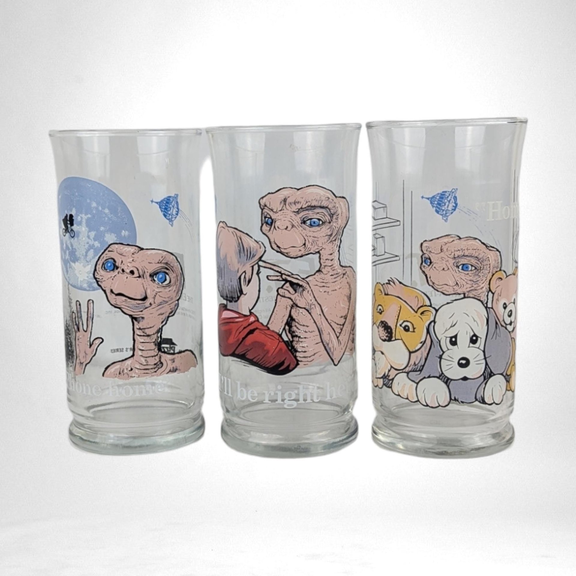 Set of 3 1982 Pizza Hut E.T Glasses