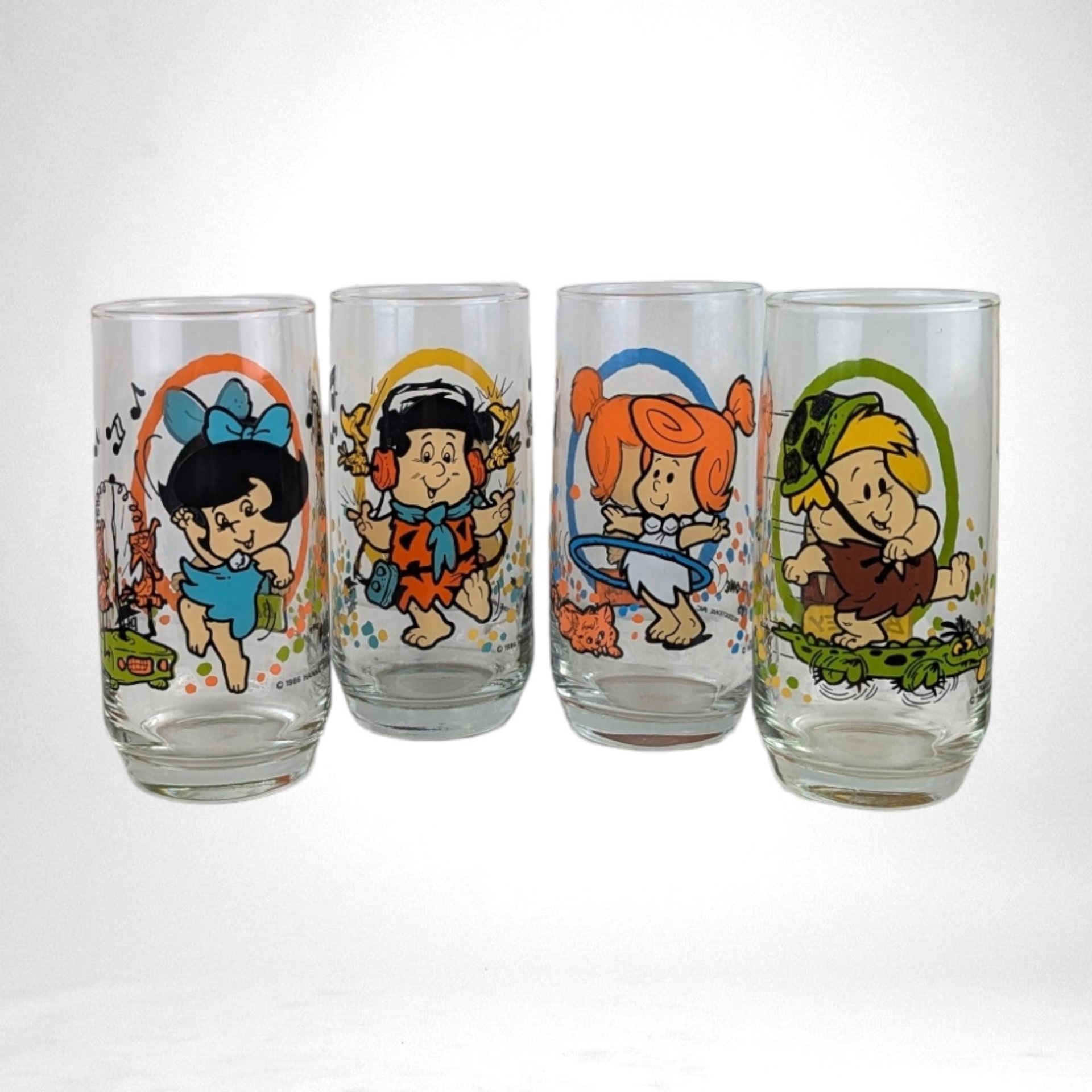 Set of 4 1986 Pizza Hut Flinstones Kids Glasses