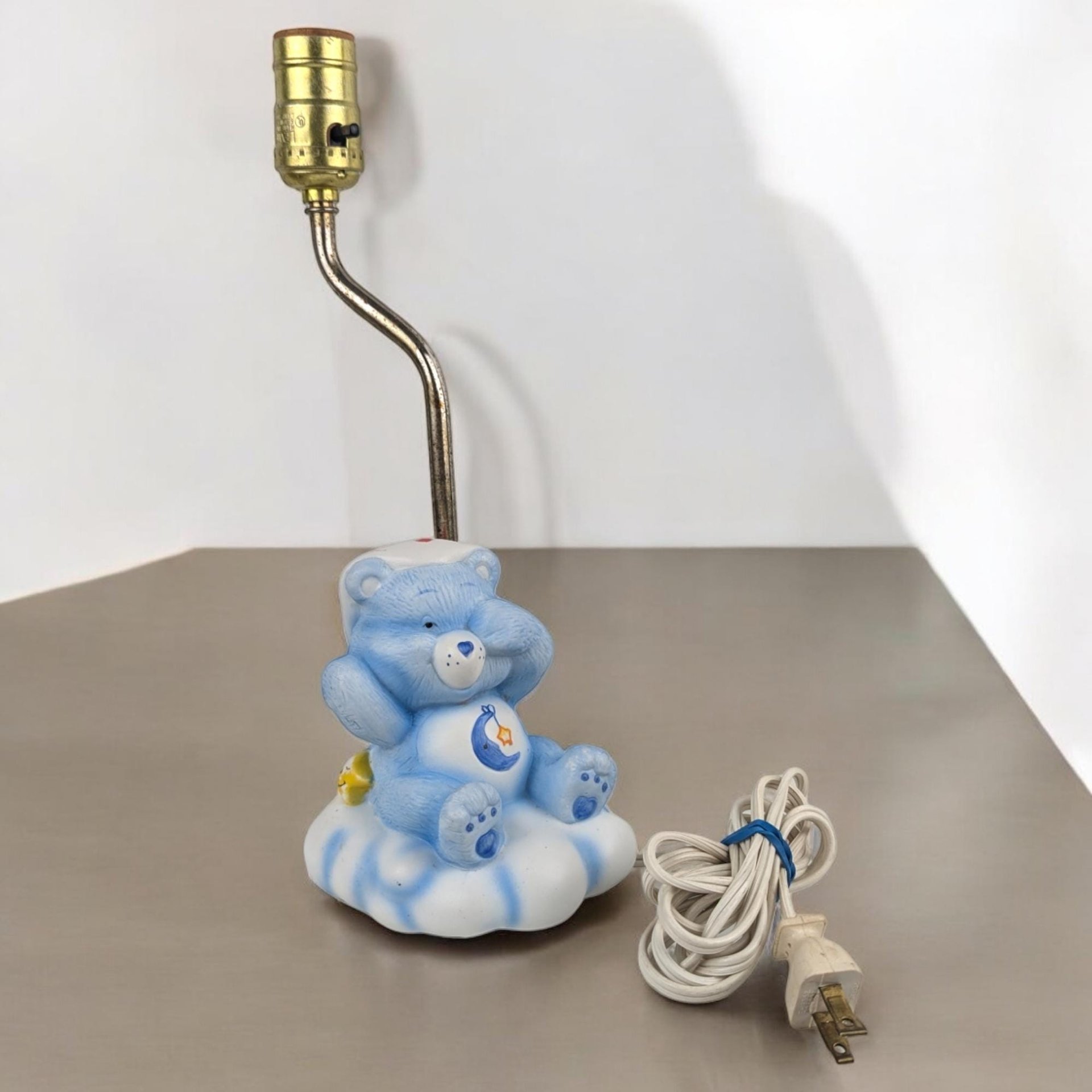 Vintage 80s American Greetings Care Bears Bedtime Bear Lamp, Paint Loss