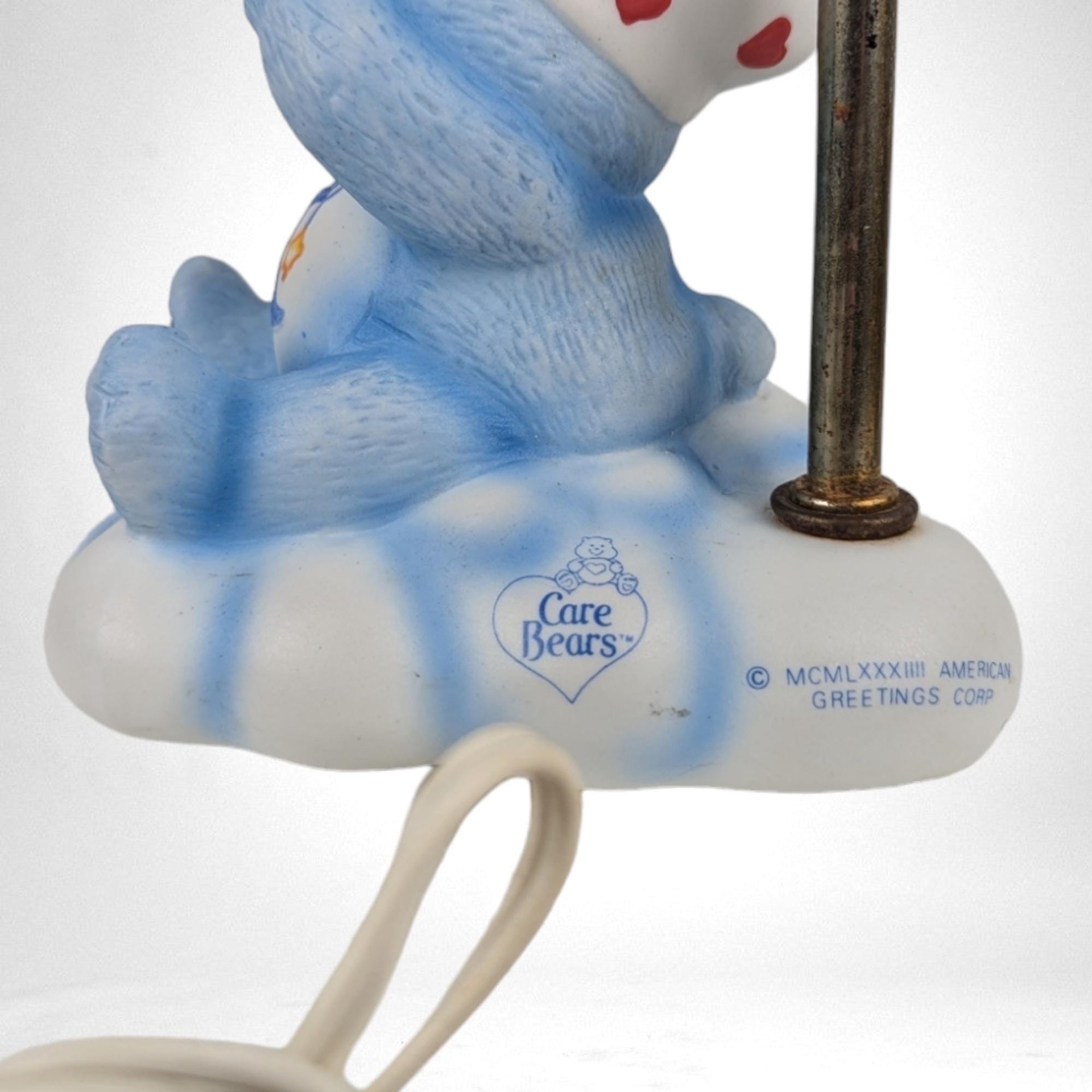 Vintage 80s American Greetings Care Bears Bedtime Bear Lamp, Paint Loss