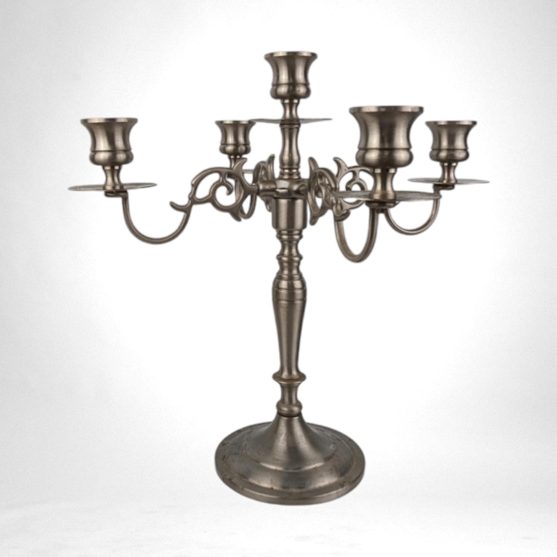 Vintage Pewter 5 Candle Candelabra | Candle Holder | 11.5" Tall