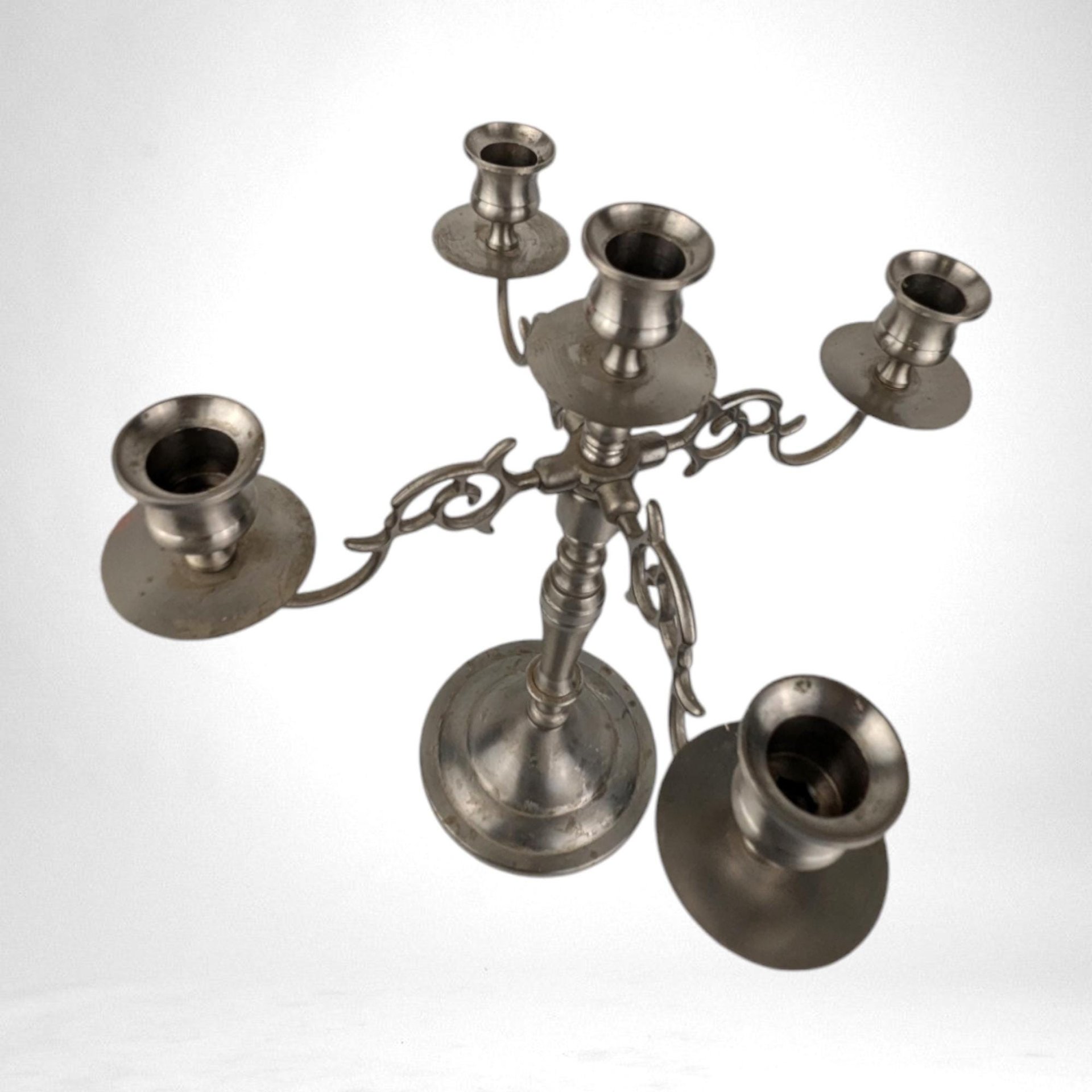 Vintage Pewter 5 Candle Candelabra | Candle Holder | 11.5" Tall