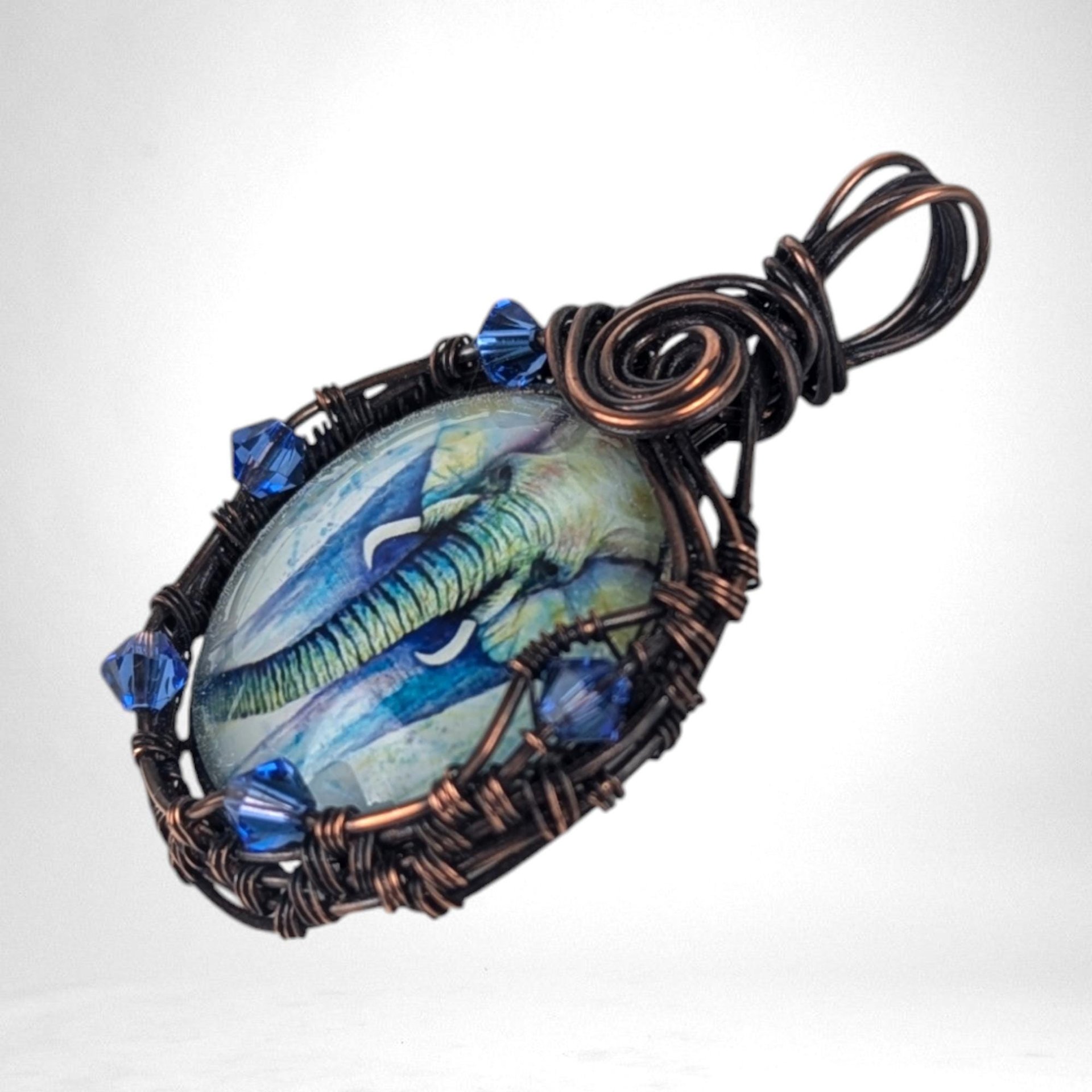 Handmade Copper Wire Wrapped Elephant Pendant | Unique Artisan Jewelry | Nature-Inspired Necklace | Bohemian Style Gift for Animal Lovers