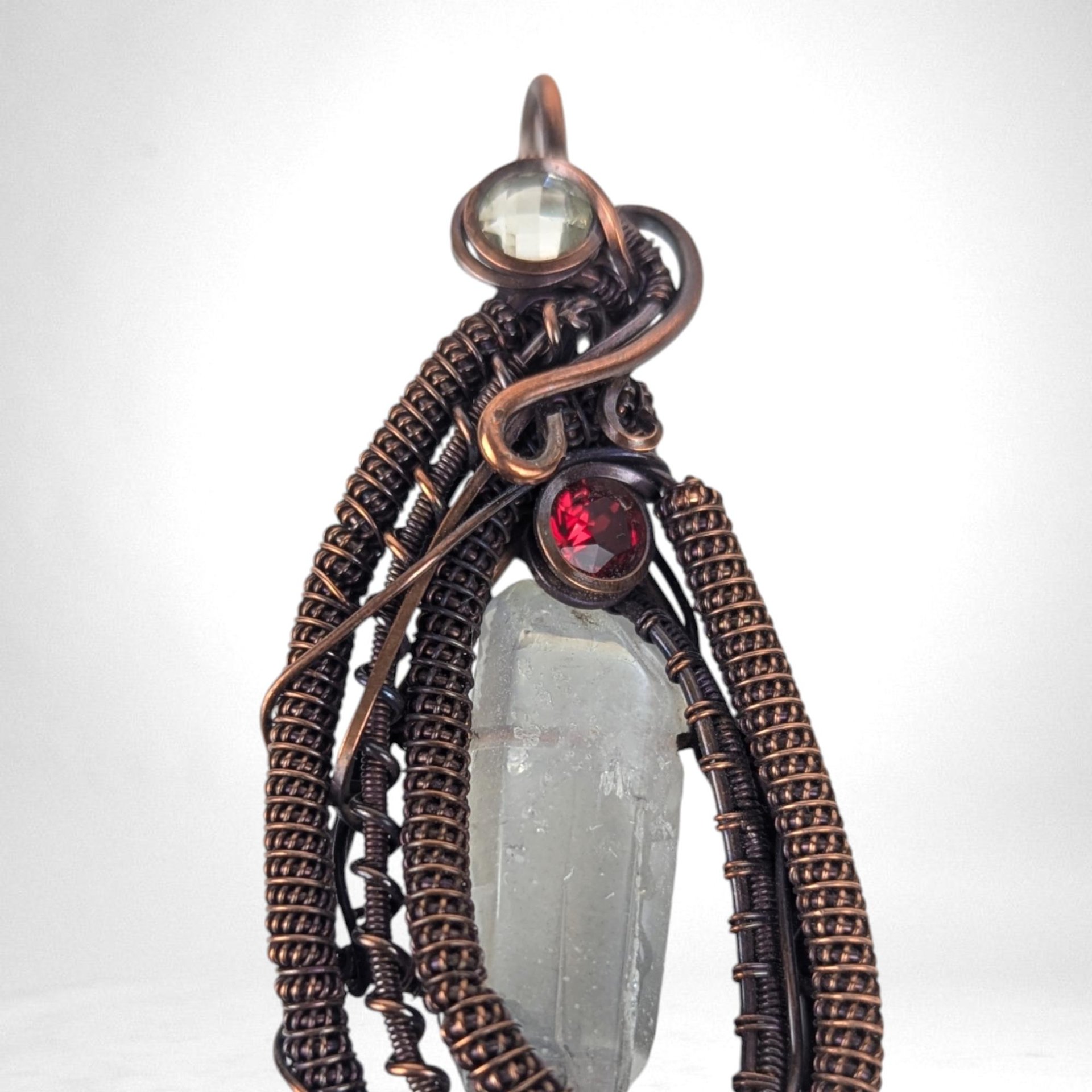 Handmade Clear Quartz Copper Wire Wrapped Pendant