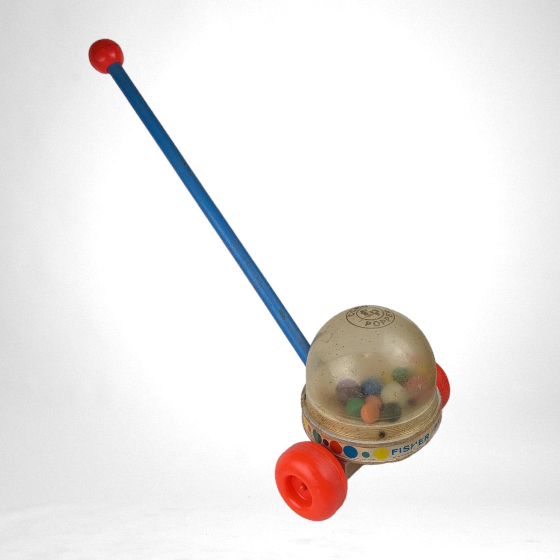 Vintage Fisher-Price Corn Popper Push Toy, 1960s Classic Baby Toy, Retro Playroom Decor, Gift for Collector