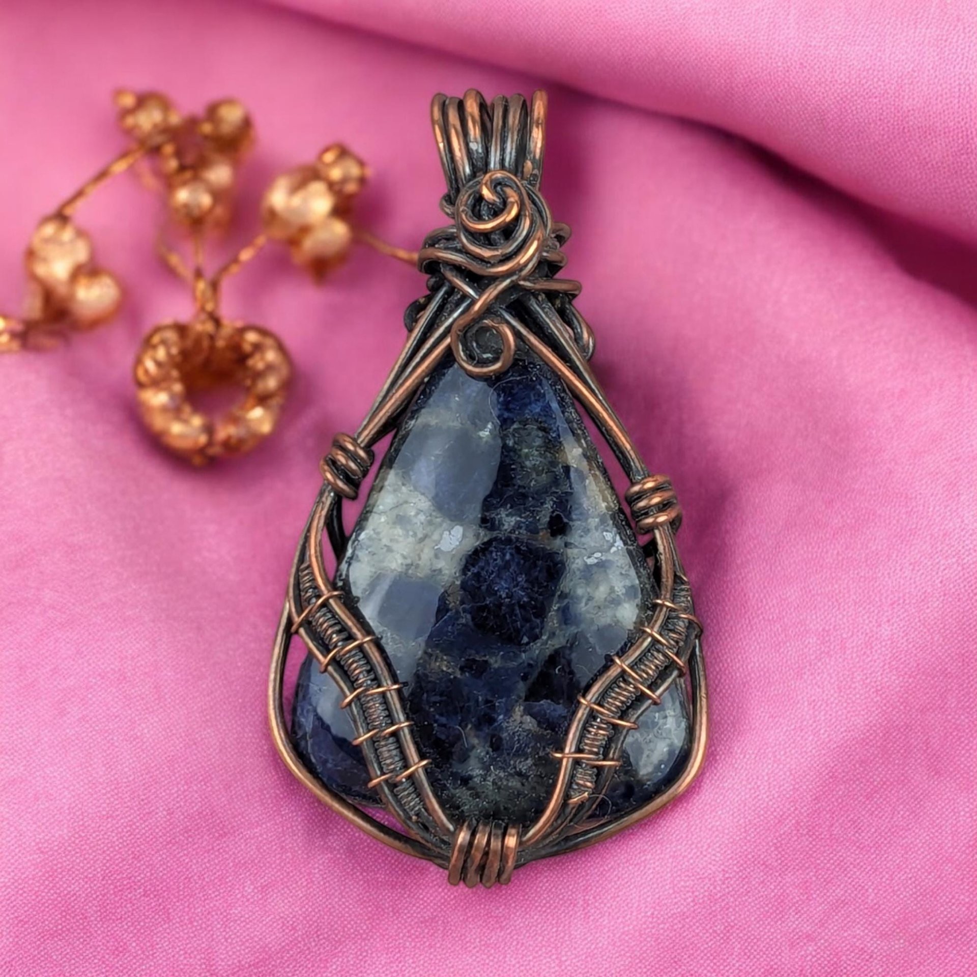 Handmade Copper Wire Wrapped Sodalite Pendant | Blue Gemstone Jewelry | Unique Gift | Boho
