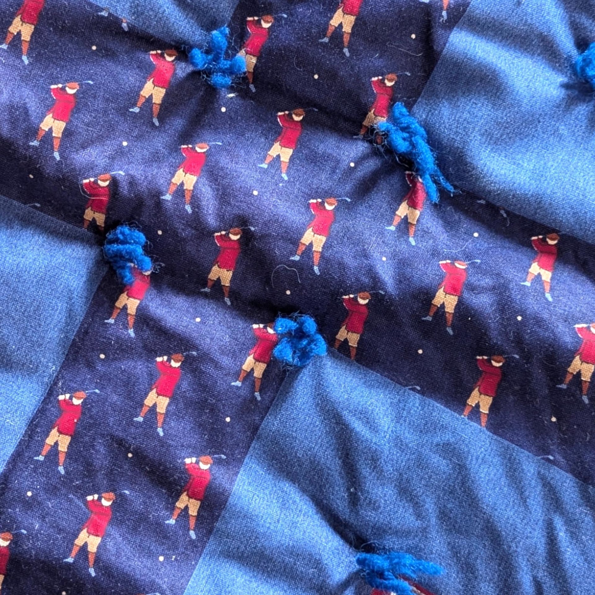 Vintage Handmade Golfing Theme Throw Blanket 68"x44" | Golfer Gift | Sports Decor