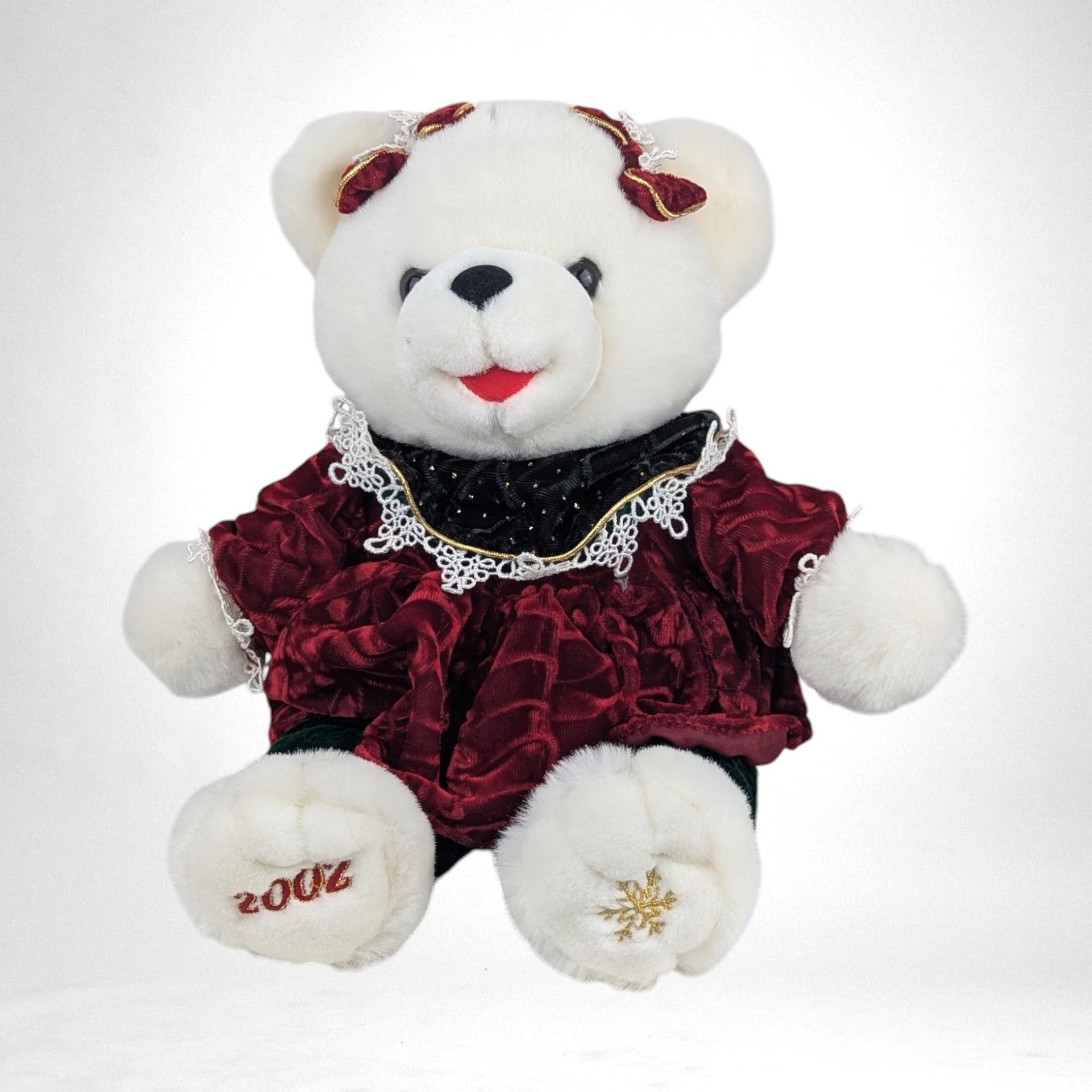 2002 Dandee Snowflake Girl Christmas Plush Bear 14" | Holiday Decor | Collectible