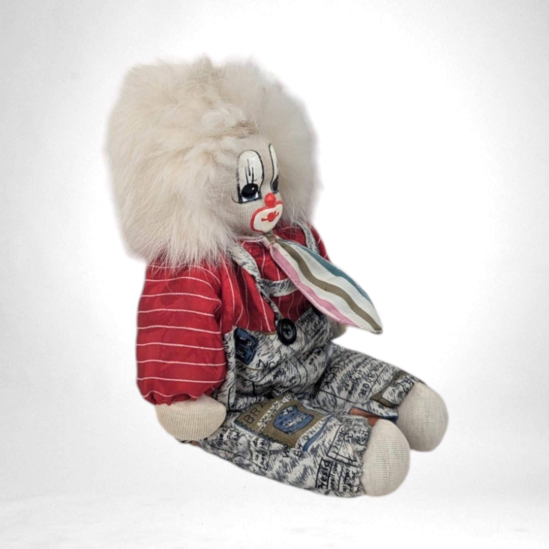 Vintage 1987 Q-Tee Clown Doll with White Hair | Collectible Clown | Retro Toy