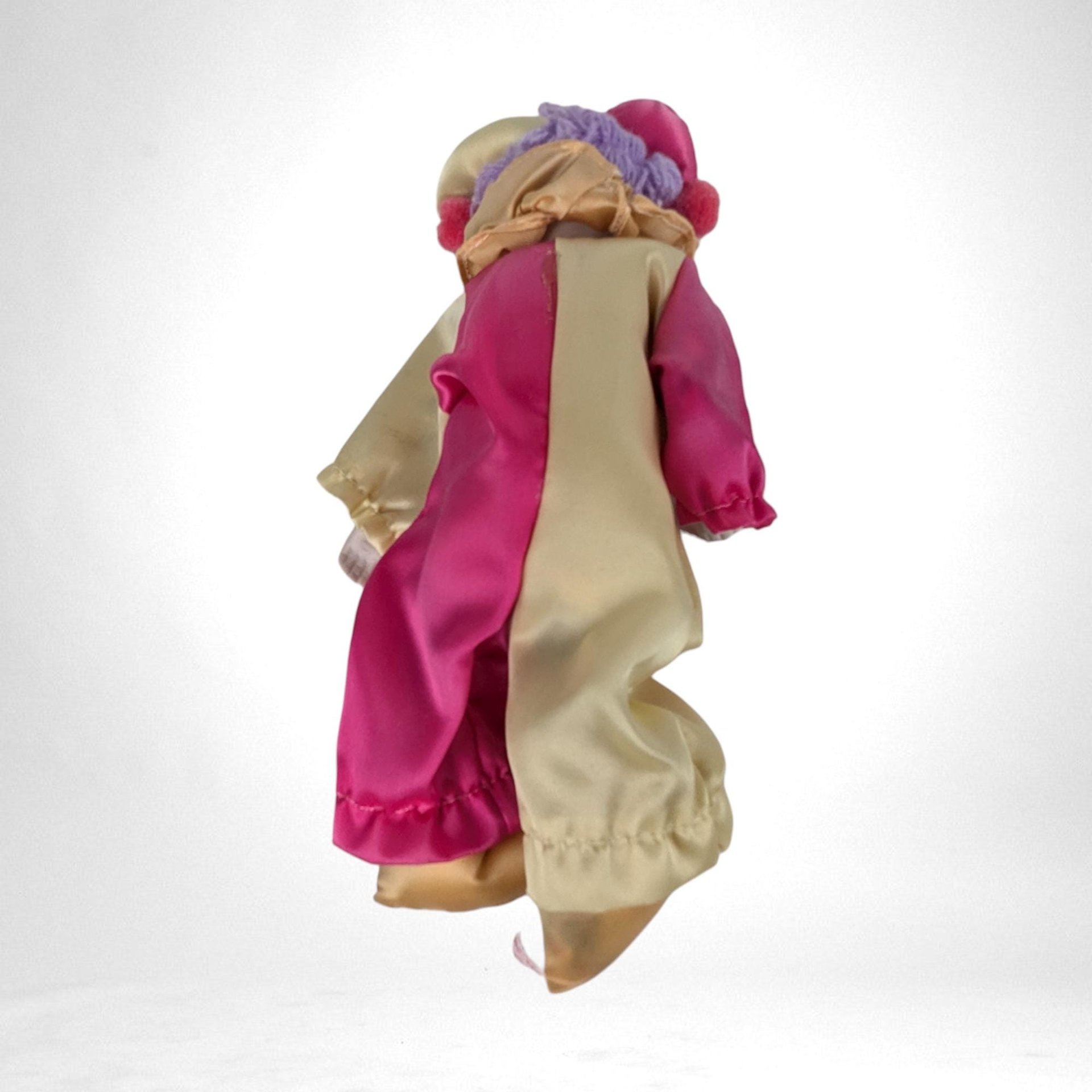 Vintage Pink and Gold Clown Doll with Hearts on Face - 9" Tall - Quirky Collectible - Playful Decor