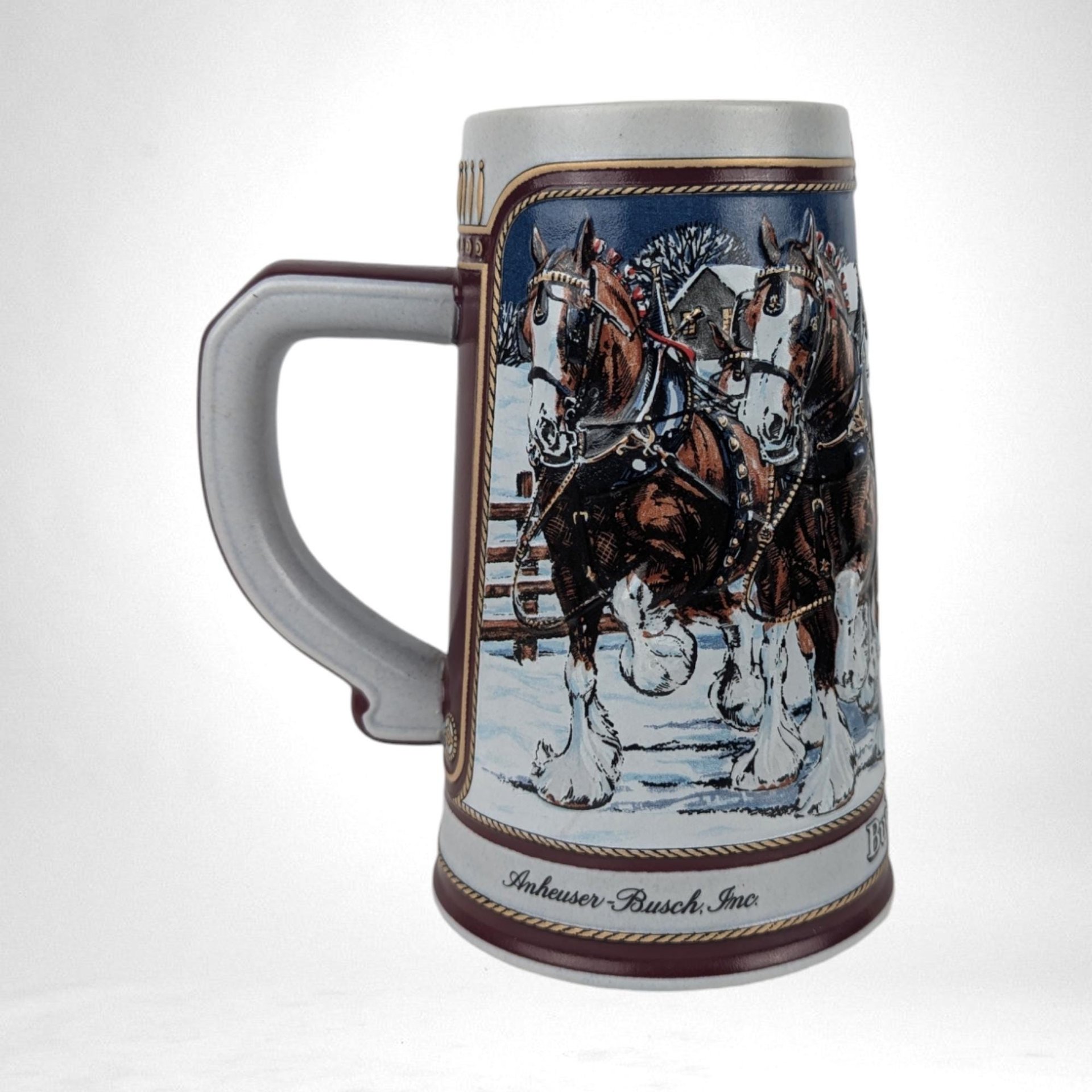 Vintage 1989 Anheuser-Busch Collector Stein "The Hitch on a Winter's Evening" | Beer Stein | Holiday Decor