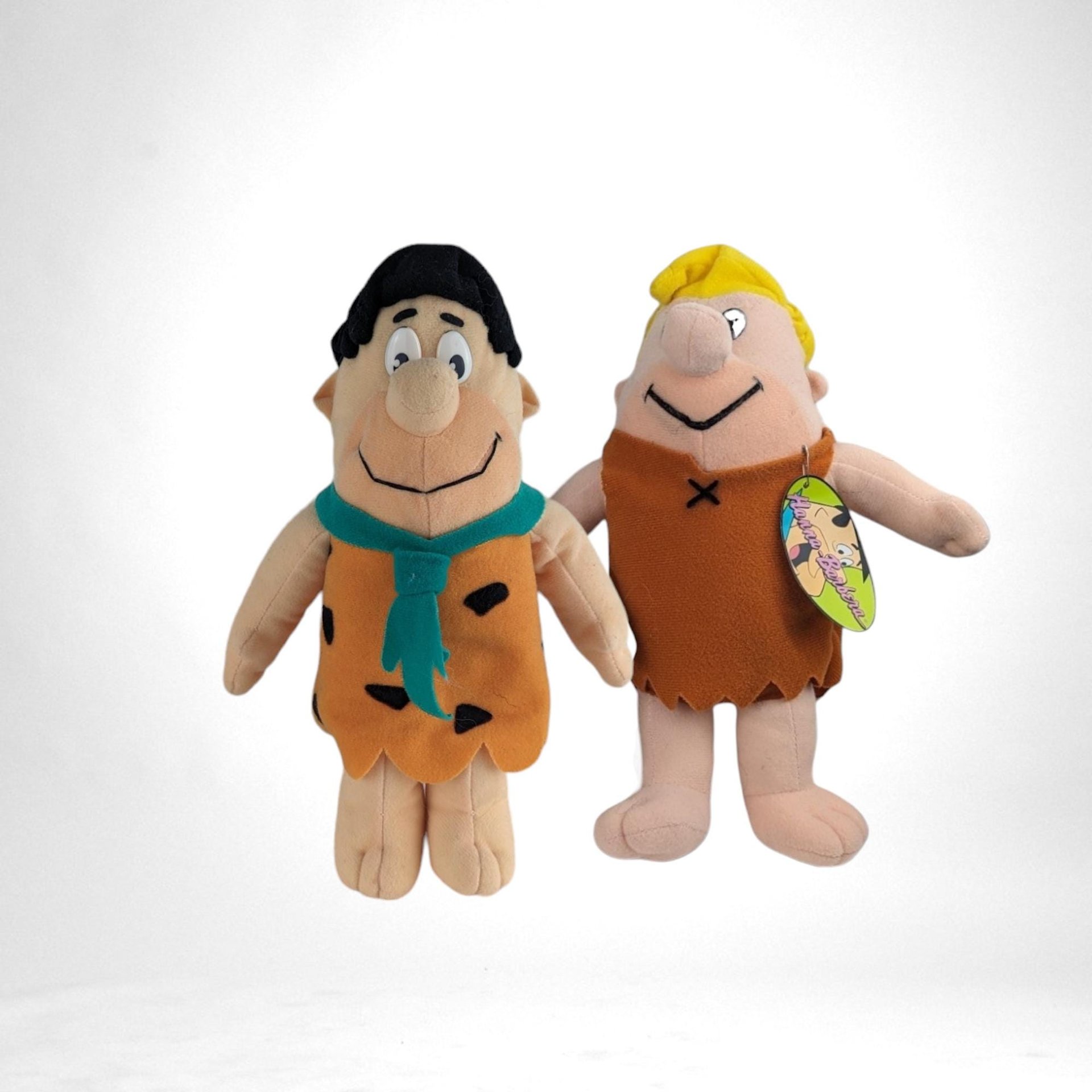 Vintage 1990s Hanna-Barbera The Flintstones Fred & Barney Plush Dolls | 11" Barney, Fred Slightly Smaller | Retro Cartoon Collectibles