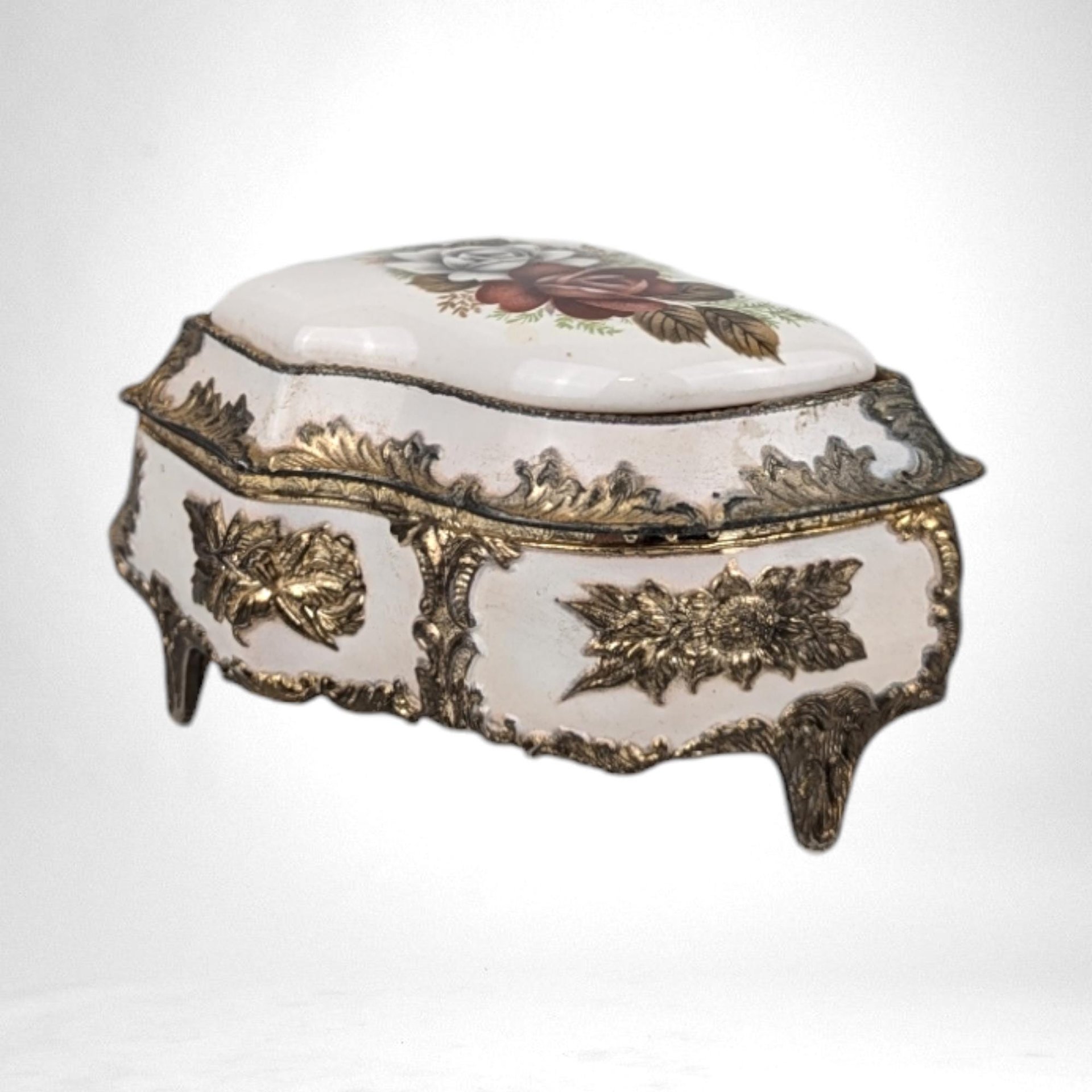 Vintage Metal Piano Music Box | Floral Decor | Plays "The Entertainer" | Collectible Music Box | Gift for Music Lovers