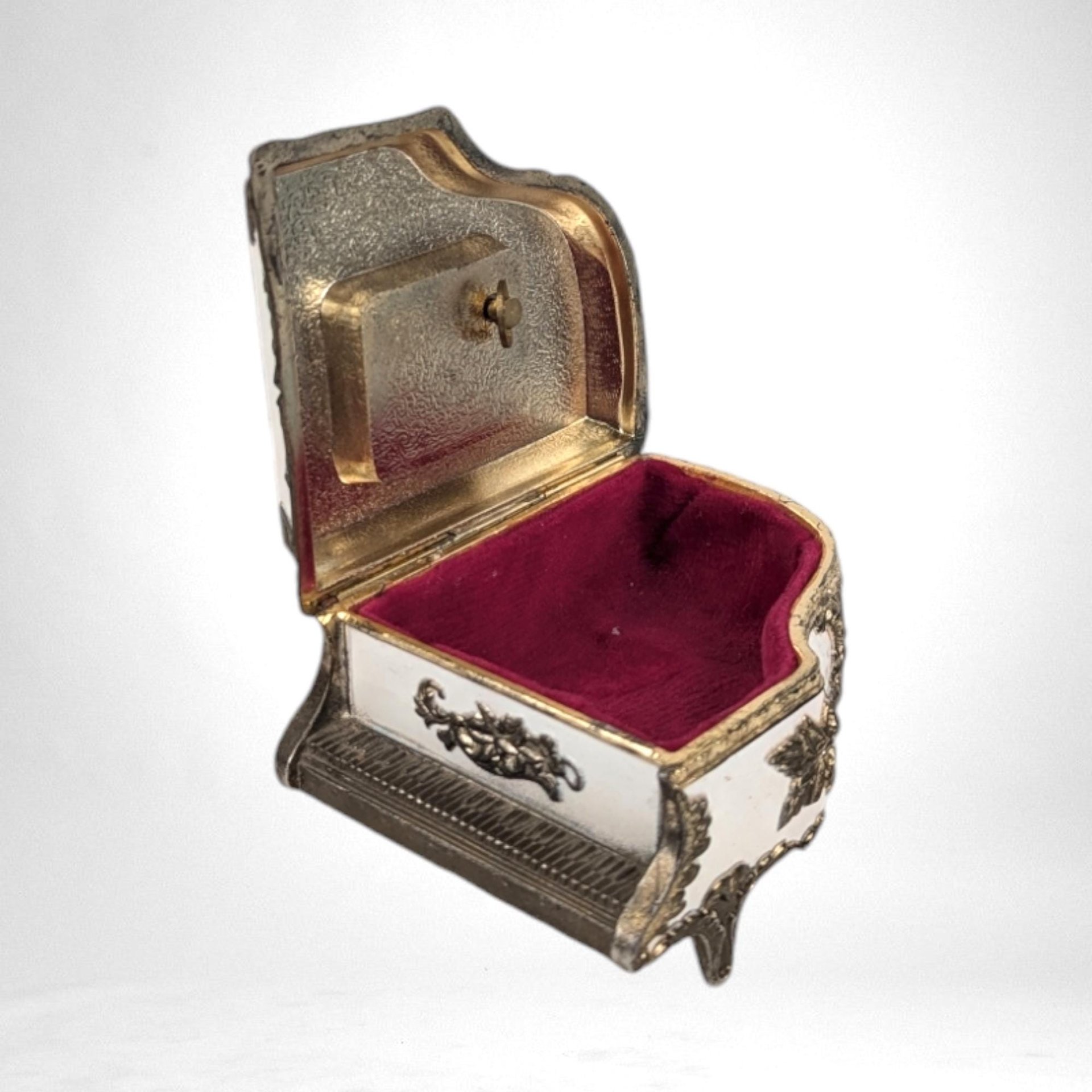 Vintage Metal Piano Music Box | Floral Decor | Plays "The Entertainer" | Collectible Music Box | Gift for Music Lovers