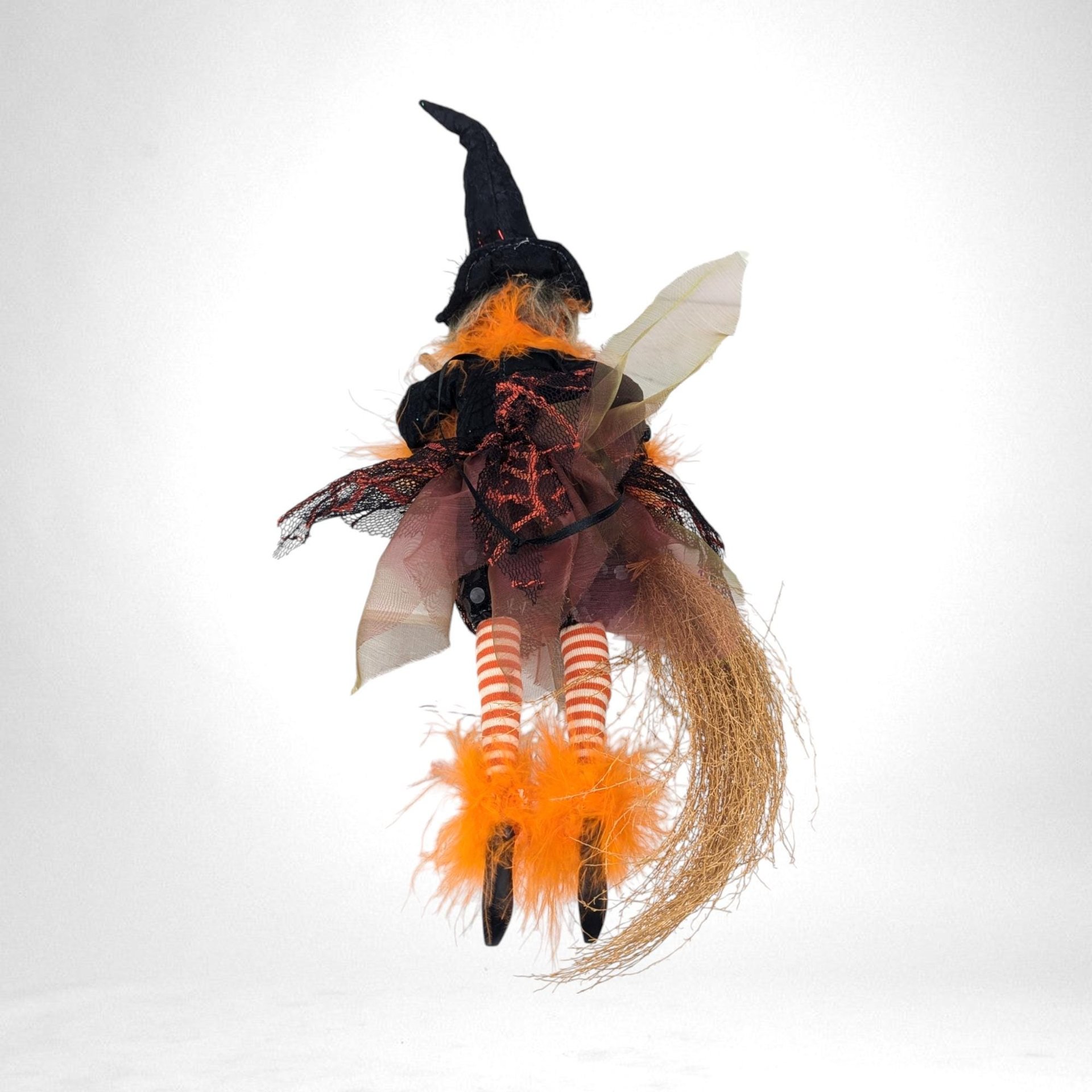 Vintage Witch Doll | Halloween Decor | Standing Witch with Broom | 15" Tall | Collectible Doll