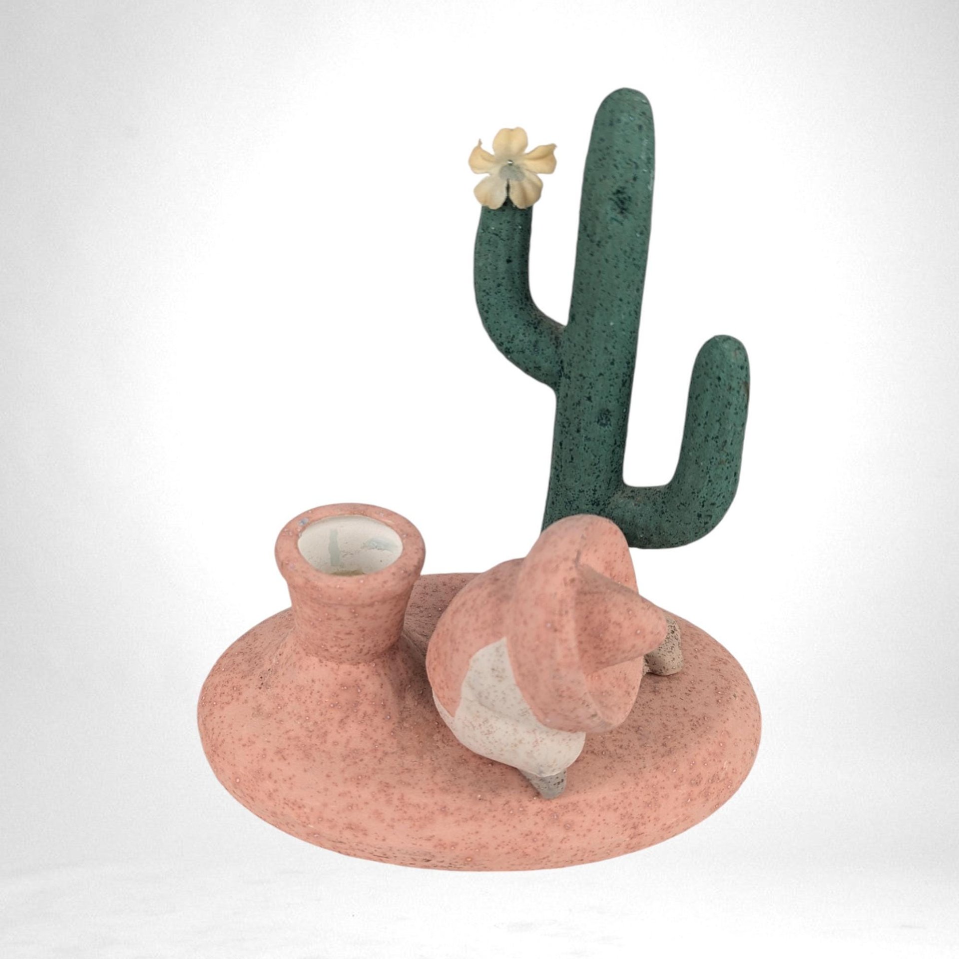 Vintage Southwestern Candle Holder | Cactus Decor | 7" Tall | Rustic Home Decor | Unique Gift
