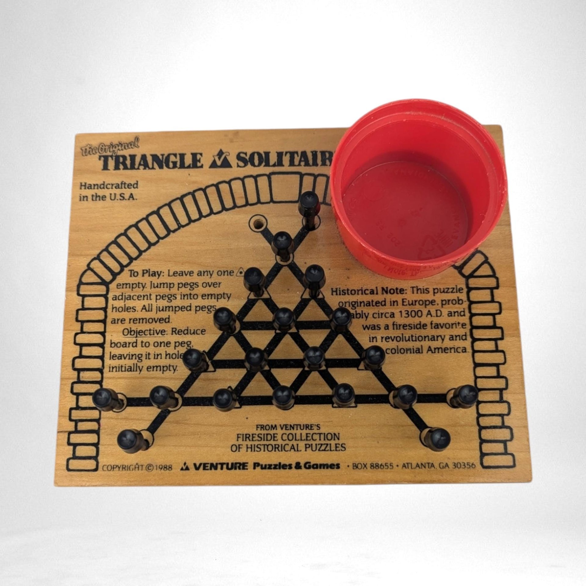 Vintage 1988 Venture Puzzles Triangle Solitaire Puzzle - Brain Teaser Game - Excellent Condition
