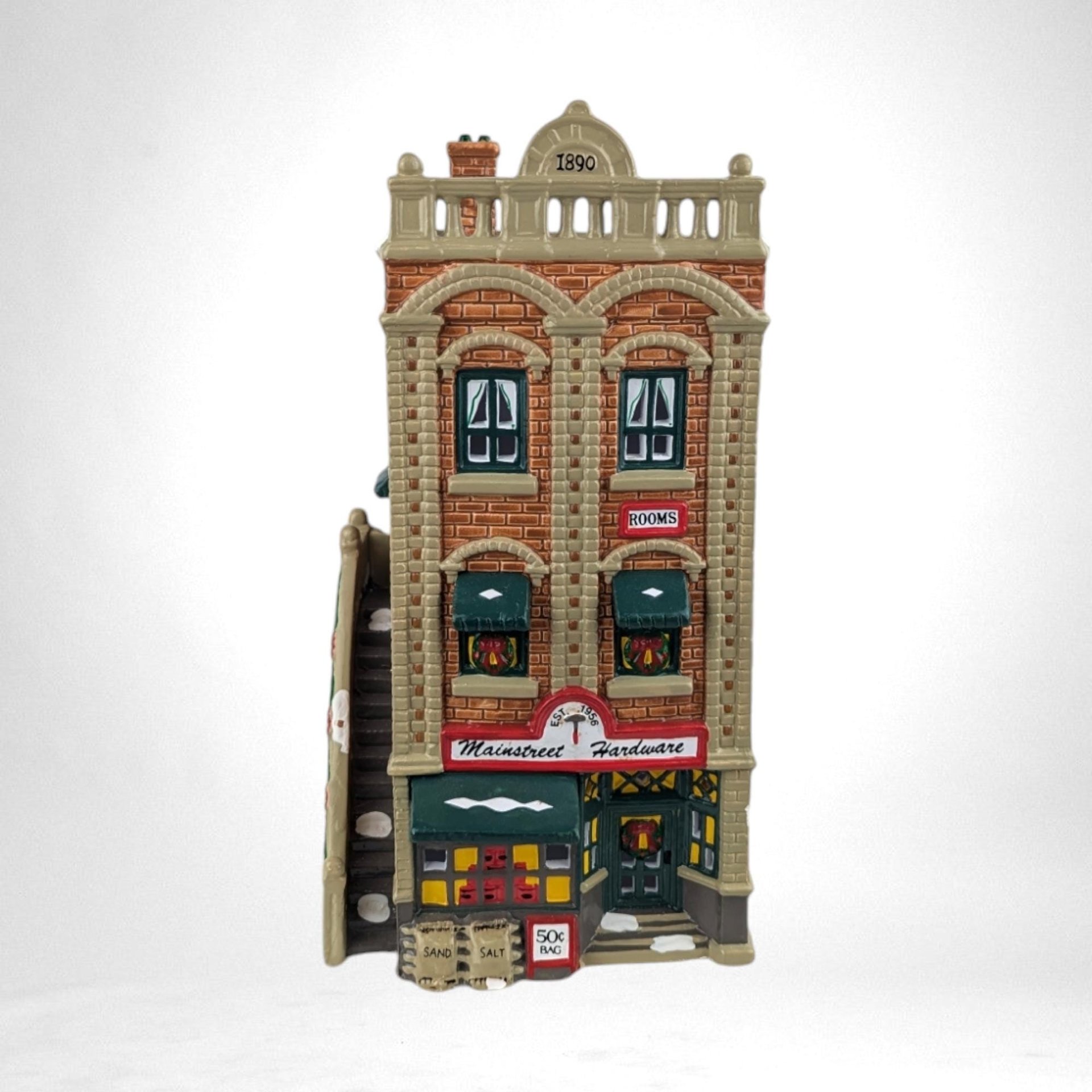 Vintage 1990 Department 56 Main Street Hardware | Original Snow Village | Lighted Christmas Village House | Ceramic Holiday Decor