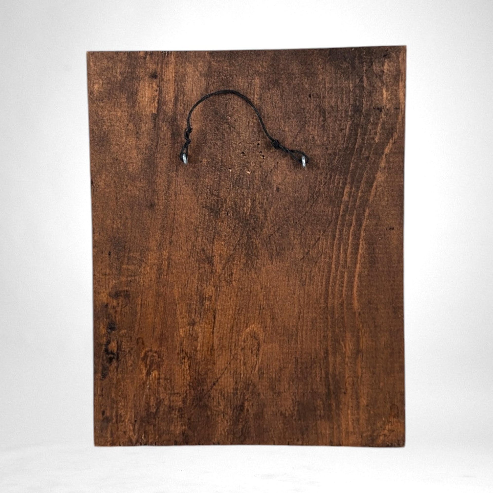 Vintage Wooden Plaque with Christmas Scene | Rustic Holiday Decor | Wall Hanging | 8 1/2" x 6 1/2"