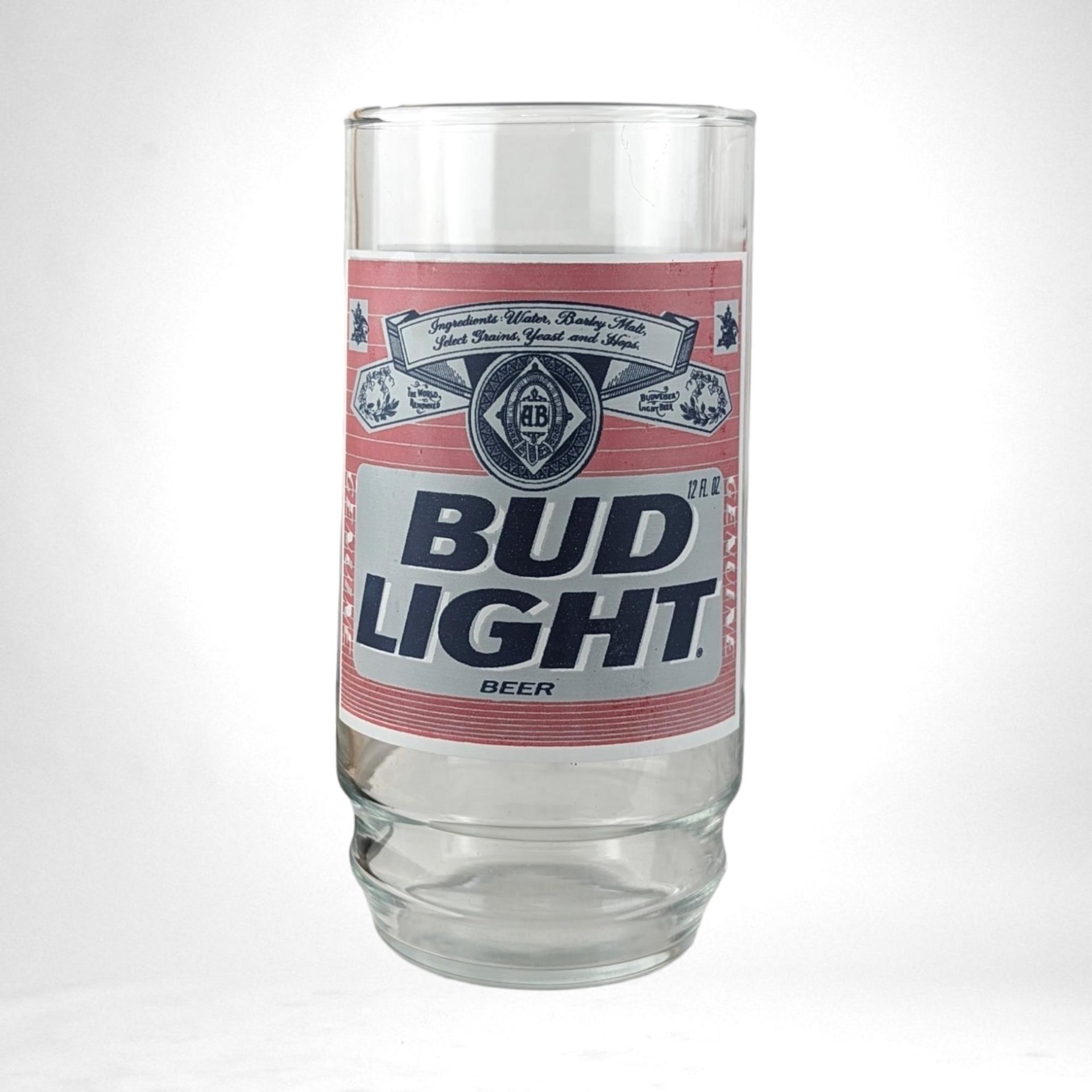 Vintage Bud Light Beer Glasses, Set of 4,  Classic Red Label,  Barware,  Man Cave Decor,  Collectible Glasses