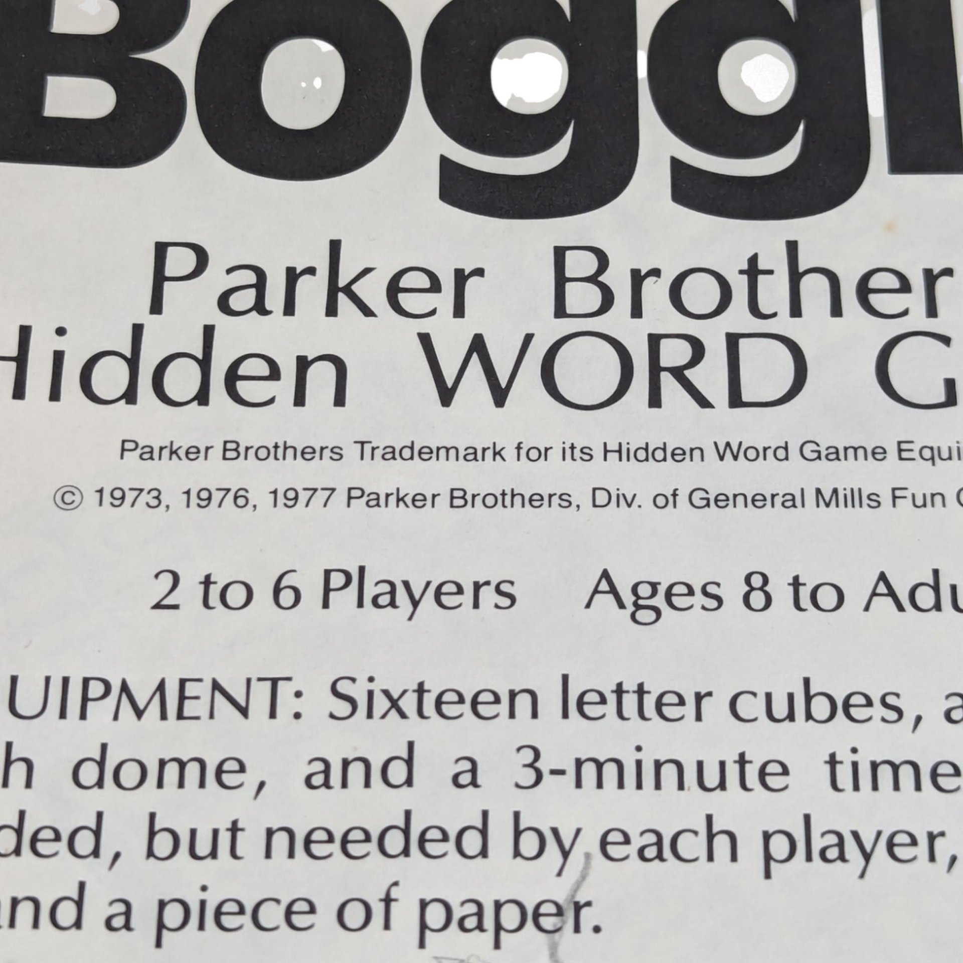 Vintage 1977 Parker Brothers Boggle Game - Complete with Instructions - Word Game - Family Game Night