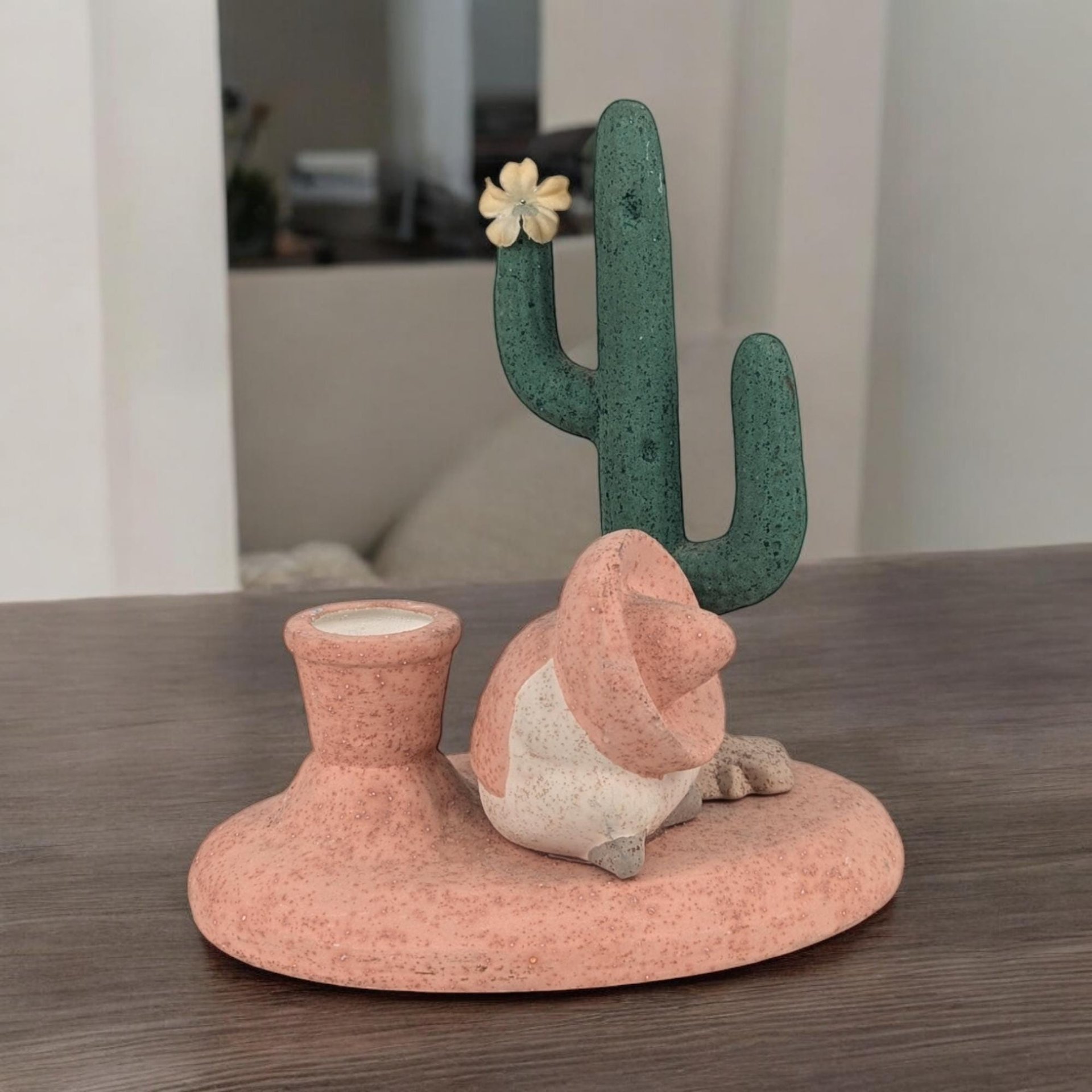 Vintage Southwestern Candle Holder | Cactus Decor | 7" Tall | Rustic Home Decor | Unique Gift